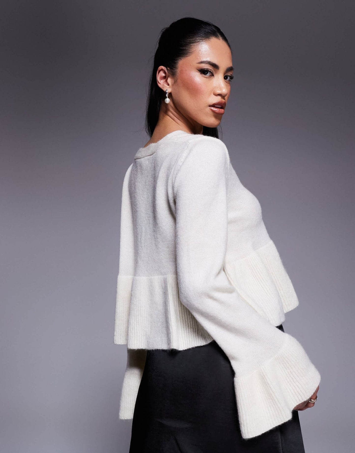 River Island tie front frilly cardigan in cream - ASOS Sample Sale
