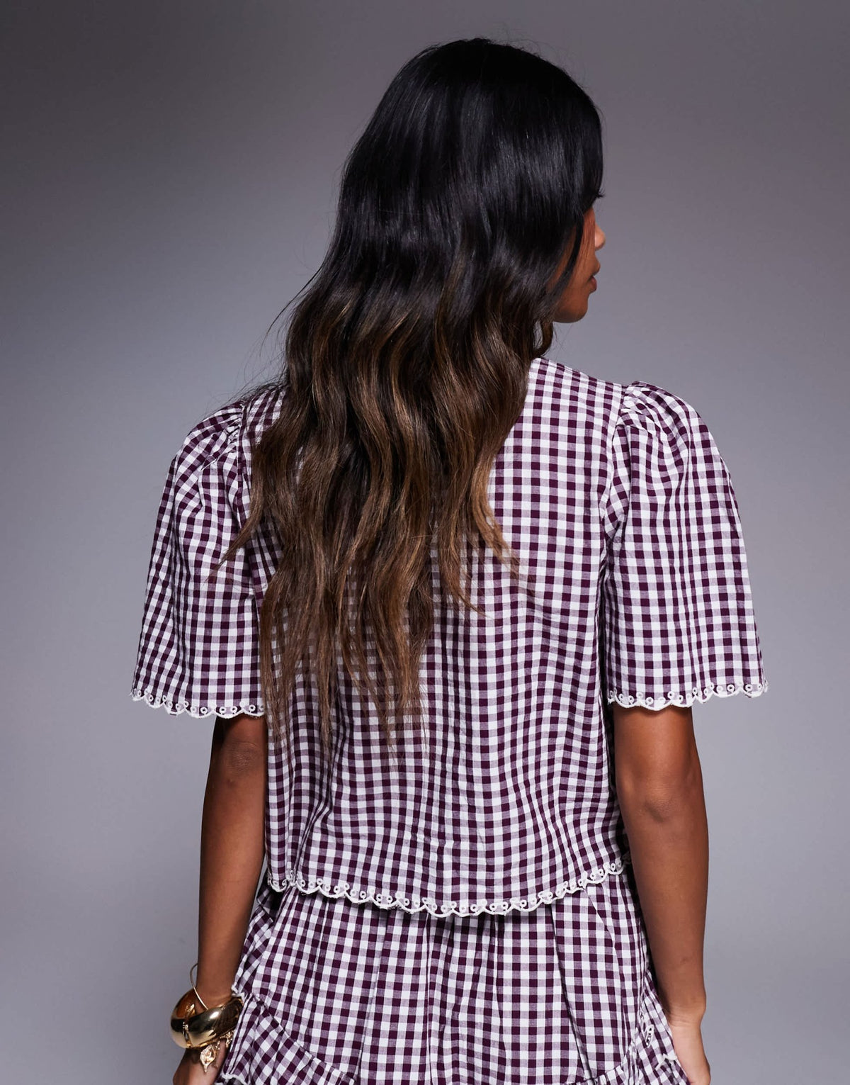 River Island tie front top co-ord in red gingham - ASOS Sample Sale
