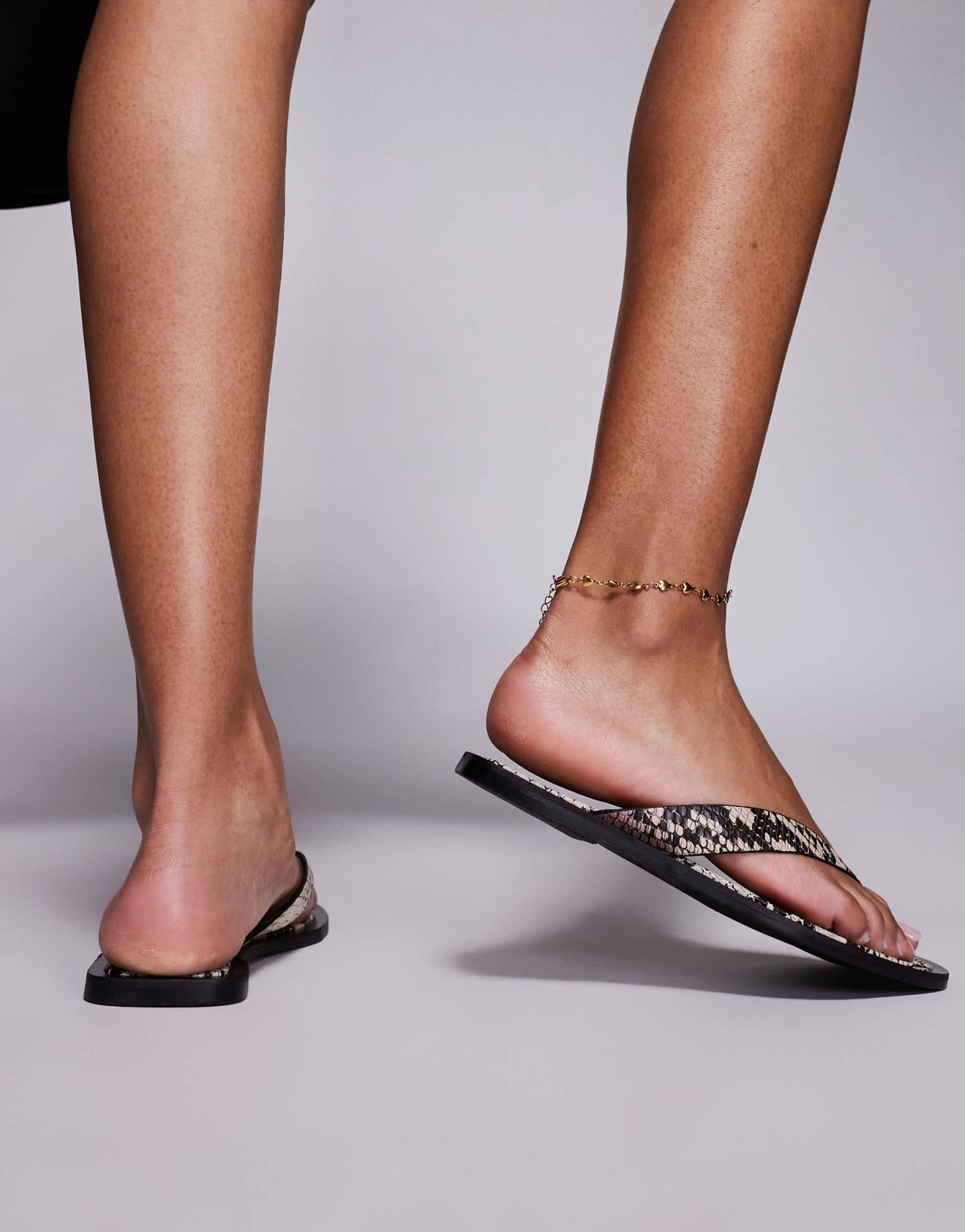 River Island toe thong flat sandal in snake print - ASOS Sample Sale