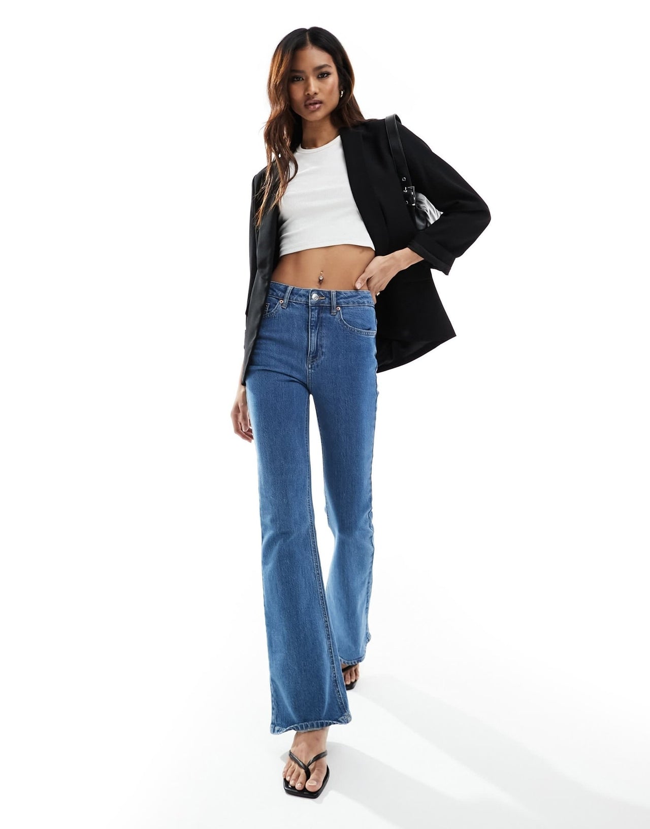 River Island turn up sleeve blazer in black - ASOS Sample Sale