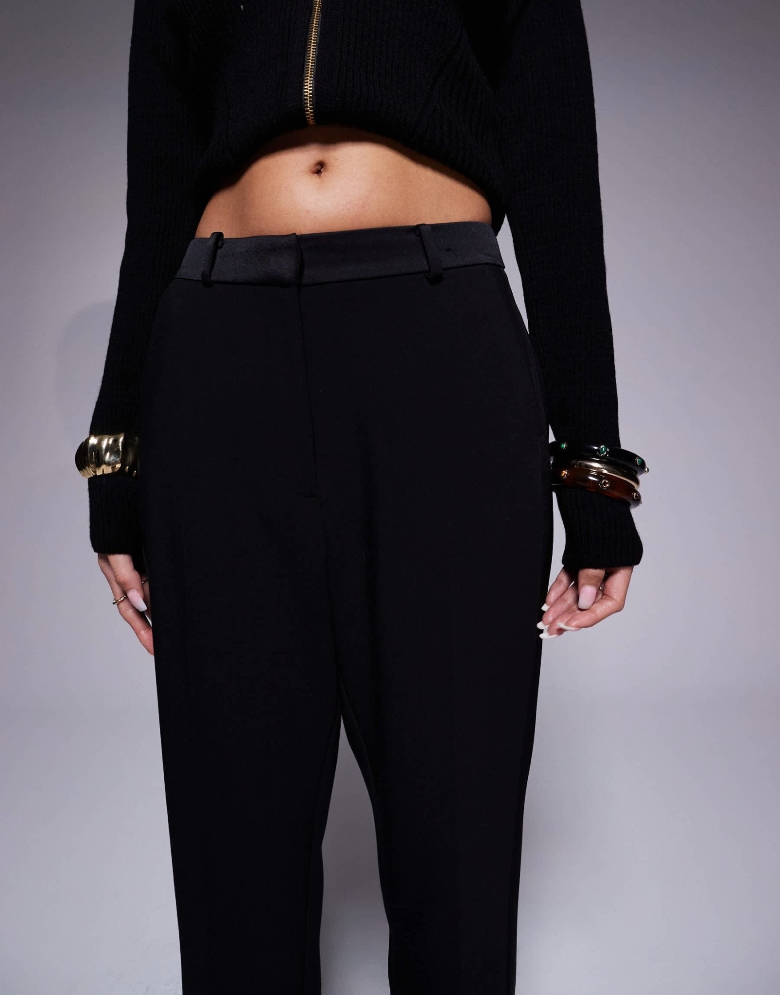 River Island tux cigarette trouser in black - ASOS Sample Sale