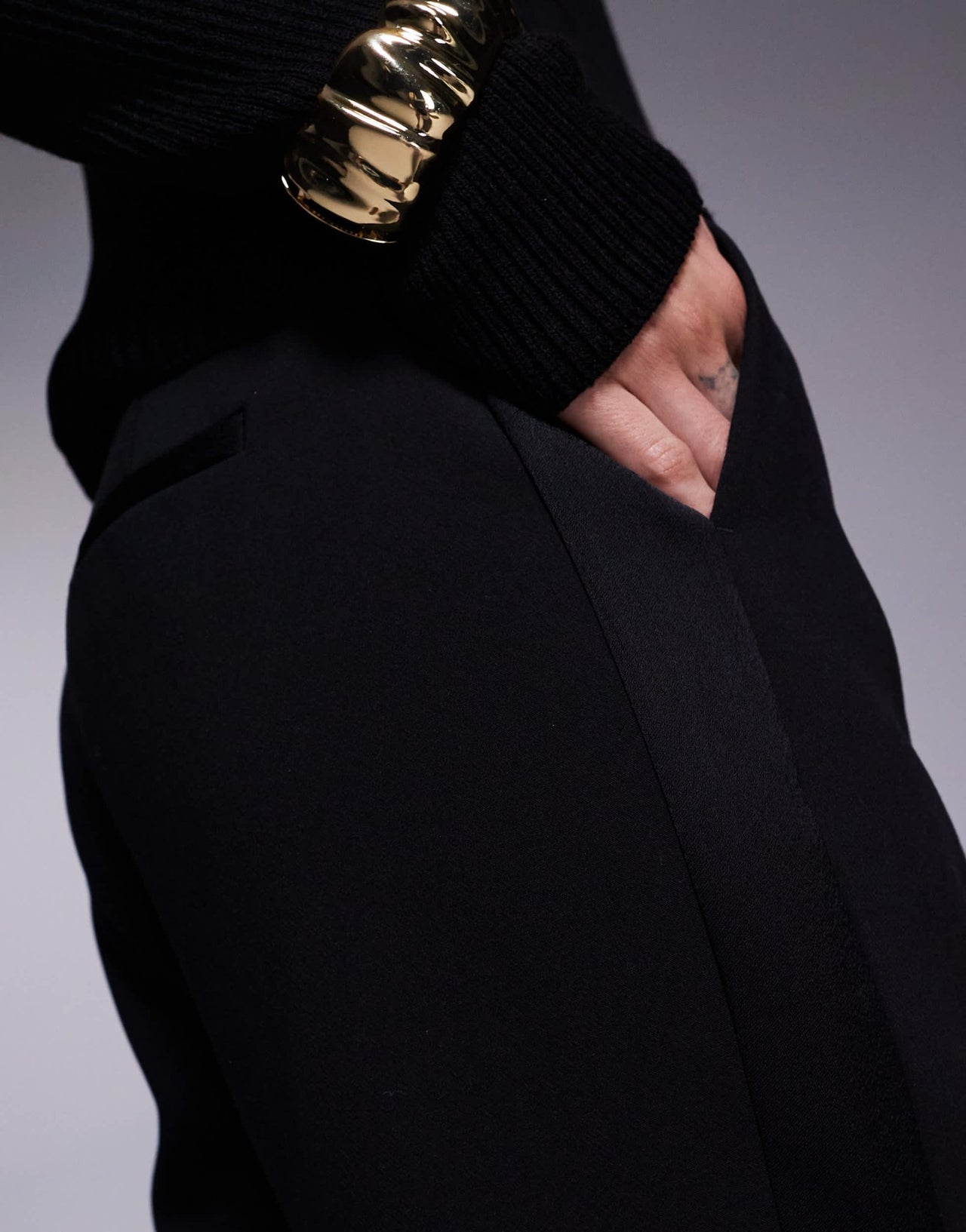 River Island tux cigarette trouser in black - ASOS Sample Sale