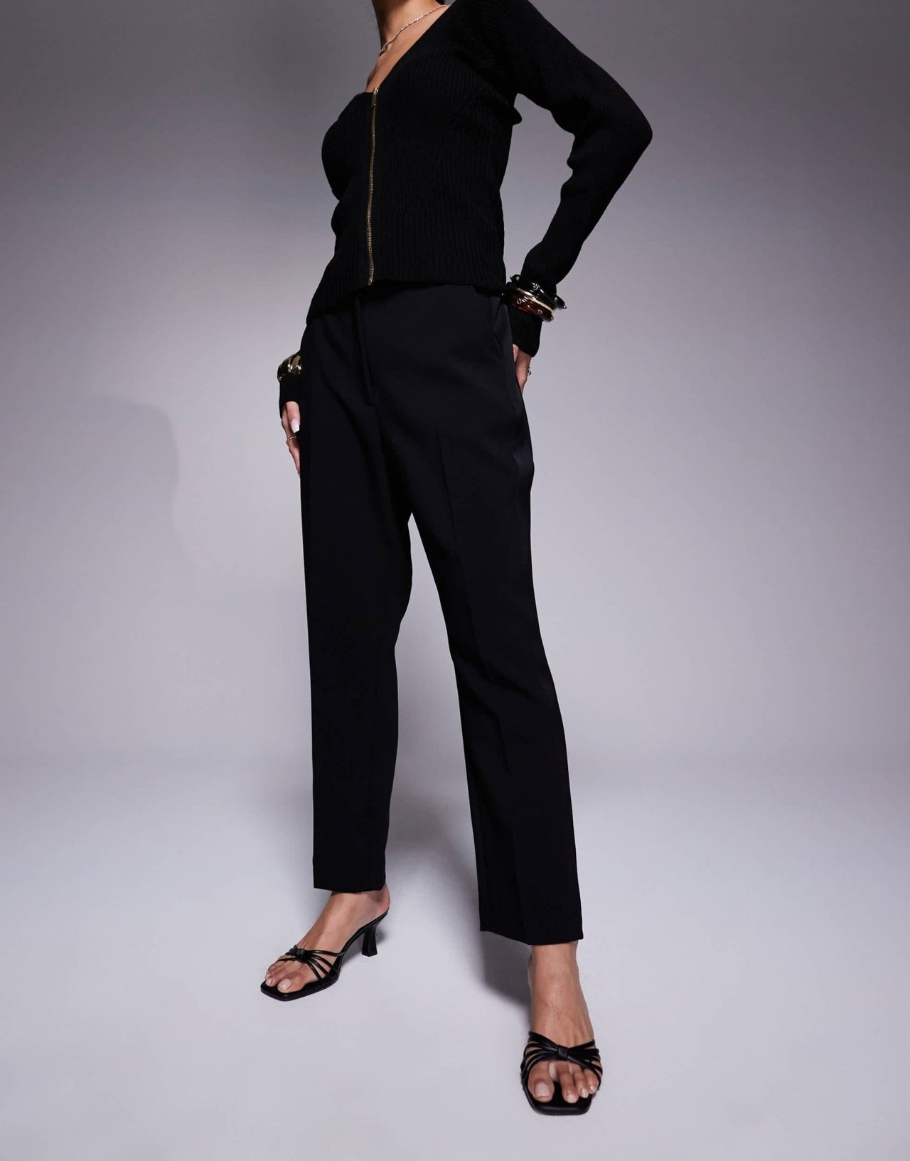 River Island tux cigarette trouser in black - ASOS Sample Sale