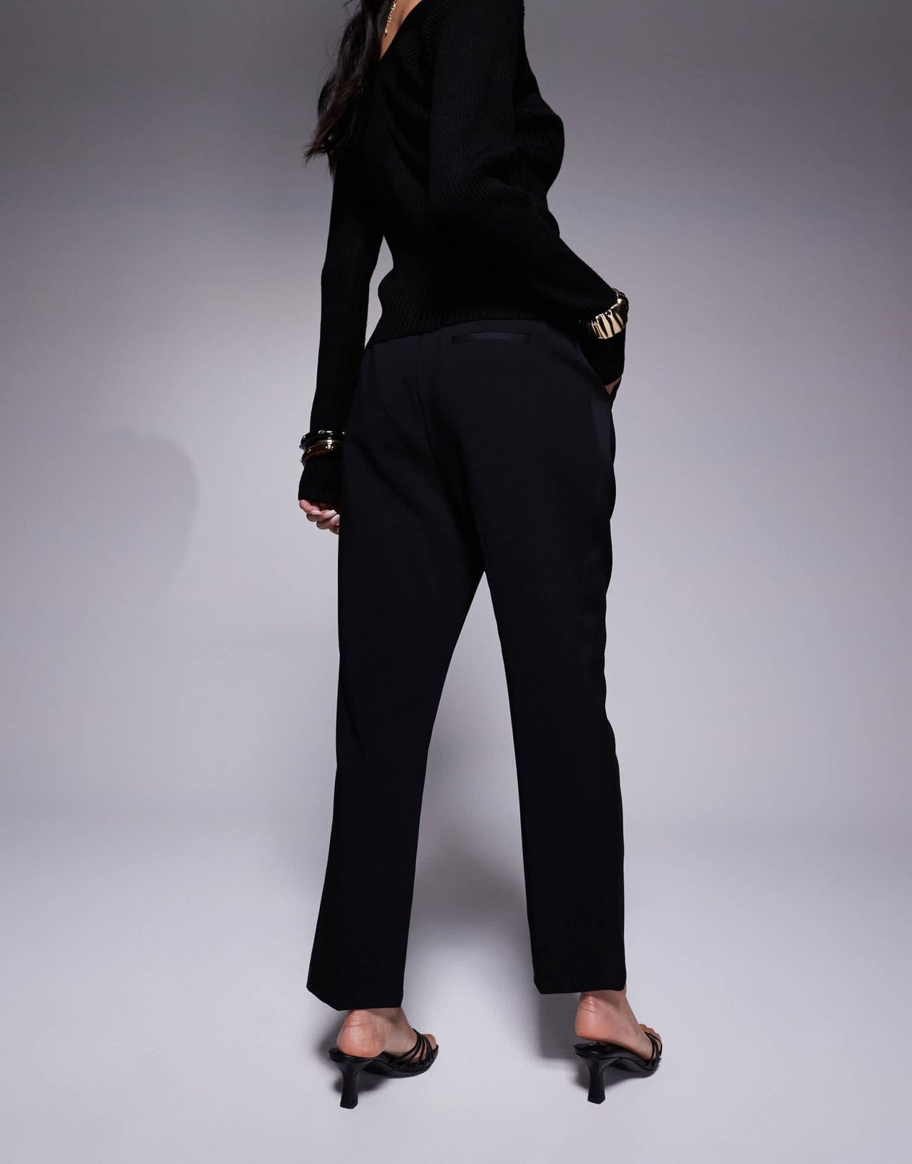 River Island tux cigarette trouser in black - ASOS Sample Sale