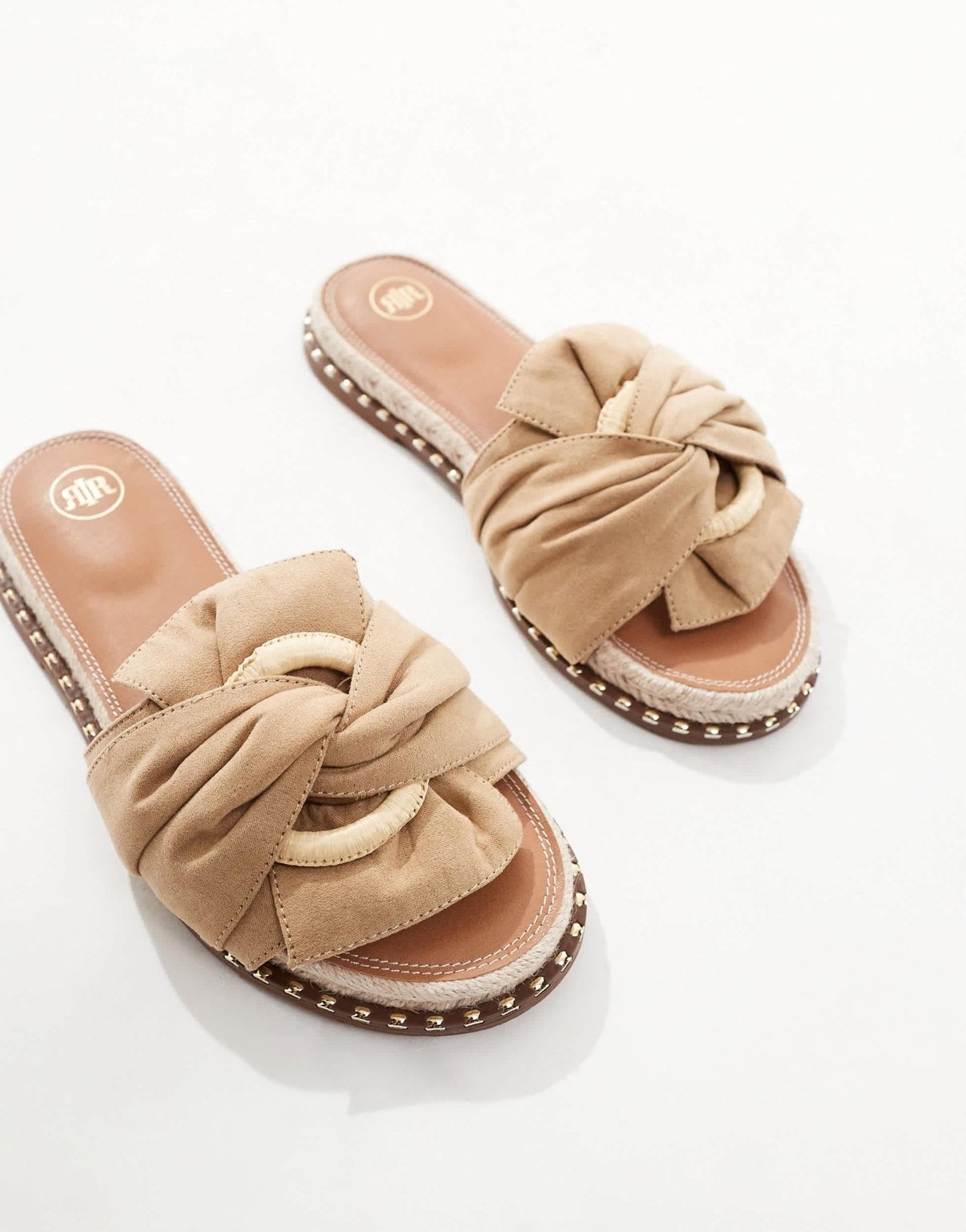 River Island twisted flat sandal in beige - ASOS Sample Sale