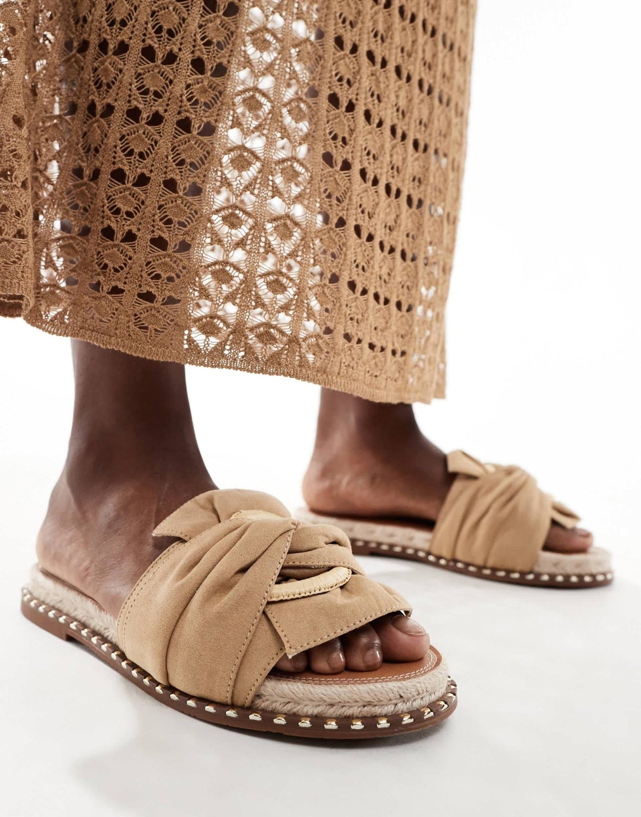 River Island twisted flat sandal in beige - ASOS Sample Sale