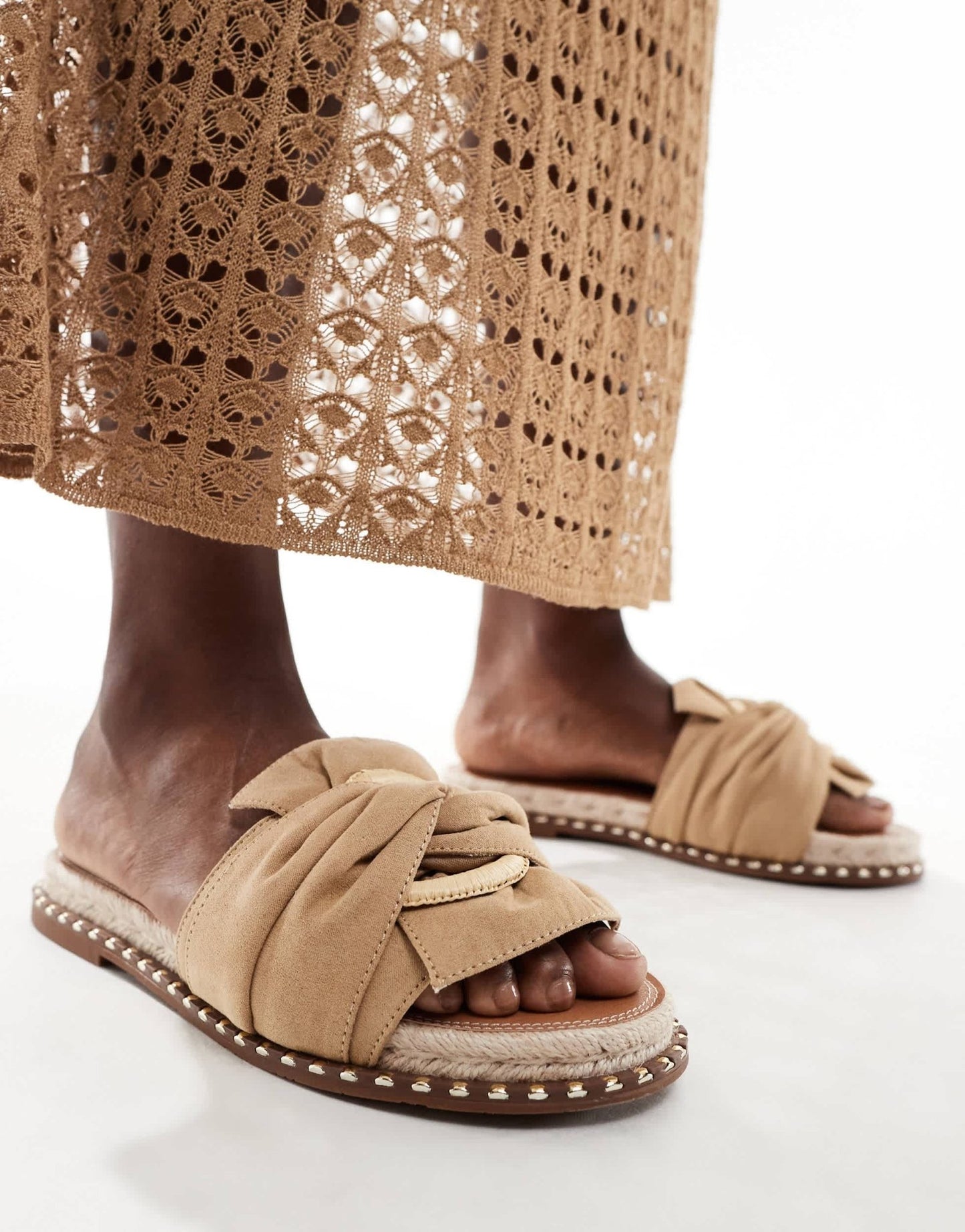 River Island twisted flat sandal in beige - ASOS Sample Sale