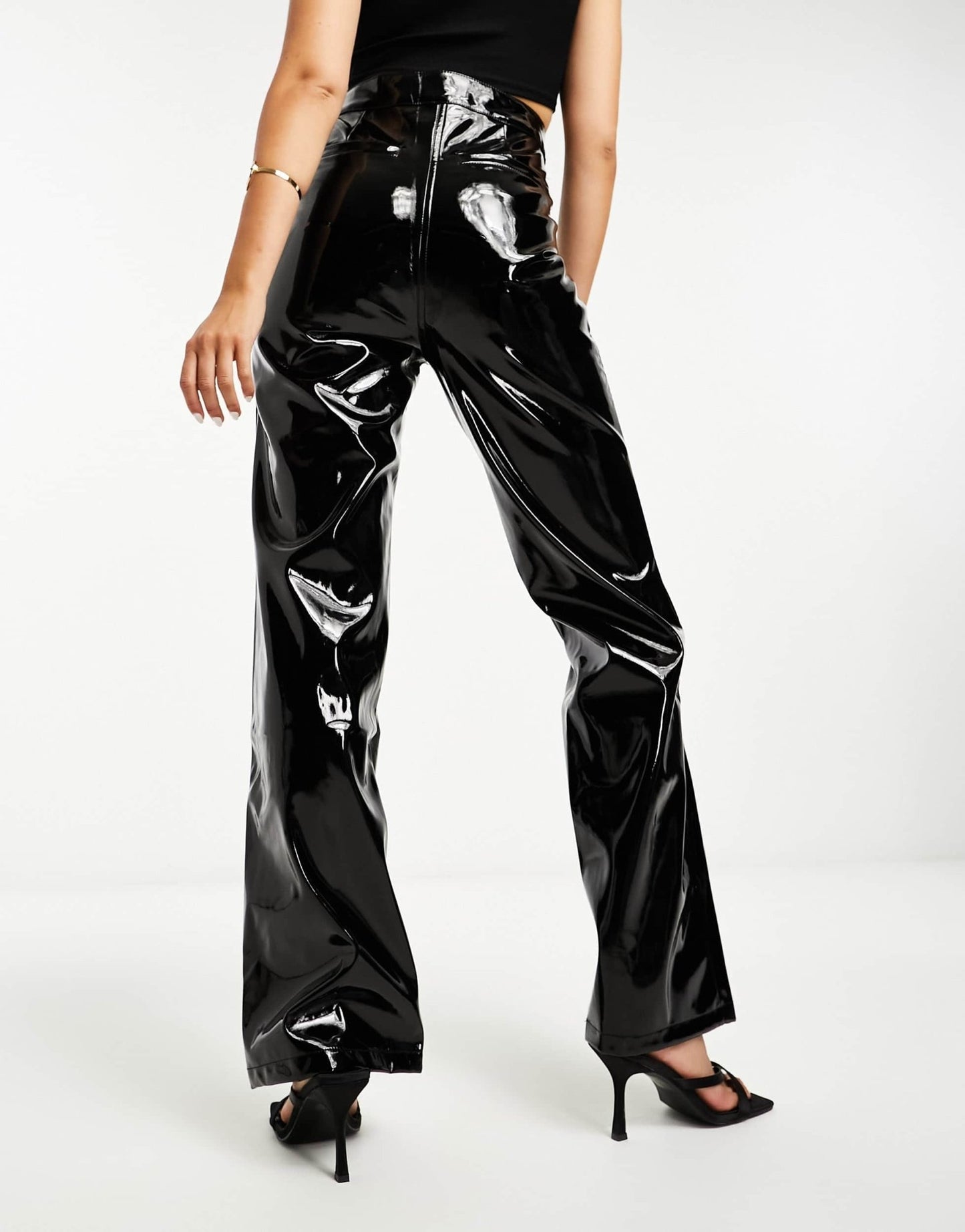 River Island vinyl straight leg trouser in black - ASOS Sample Sale
