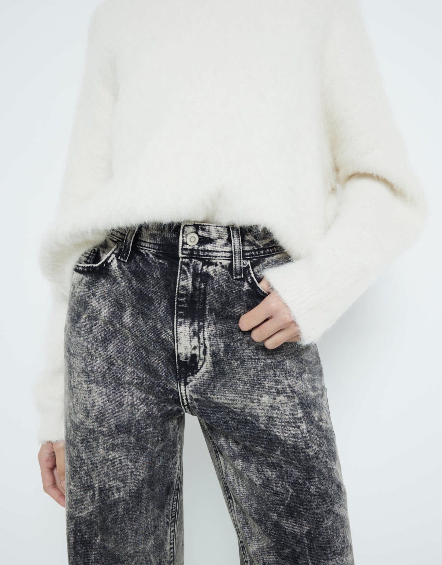 River Island wide leg jean in brown acid wash - ASOS Sample Sale
