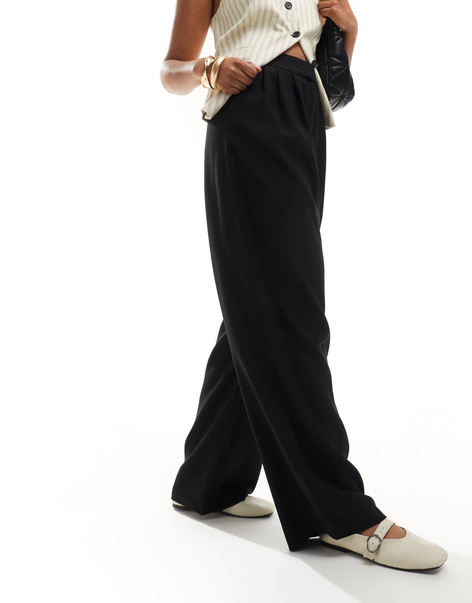 River Island wide leg trouser in black - ASOS Sample Sale