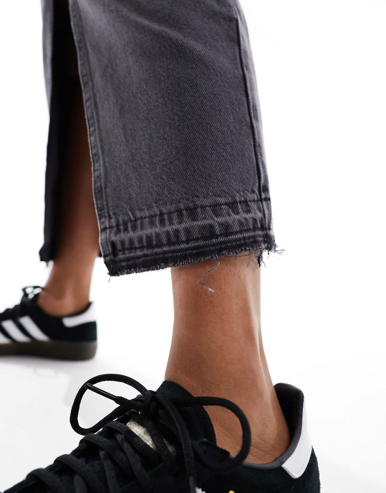 River Island wrapover waist denim maxi skirt in dark grey - ASOS Sample Sale