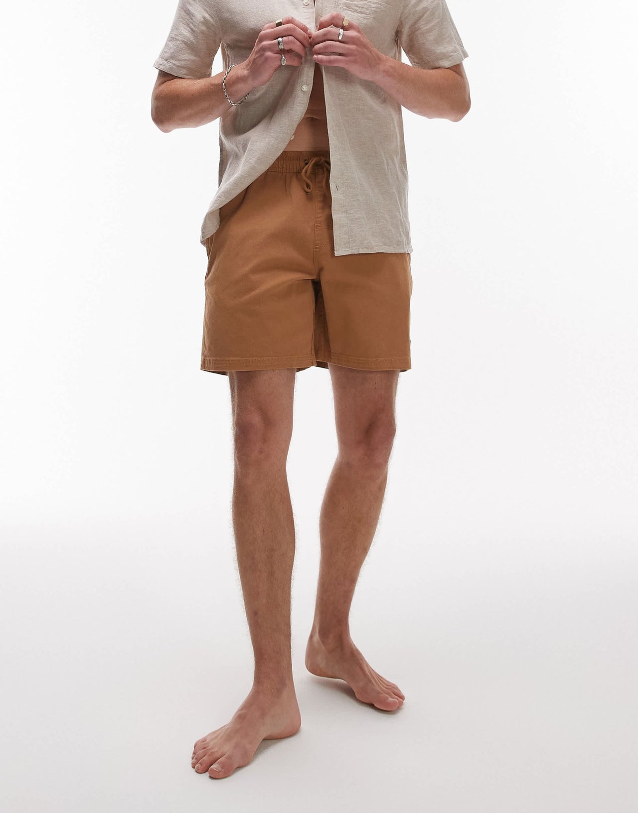 RVCA escape elastic waist short in camel - ASOS Sample Sale