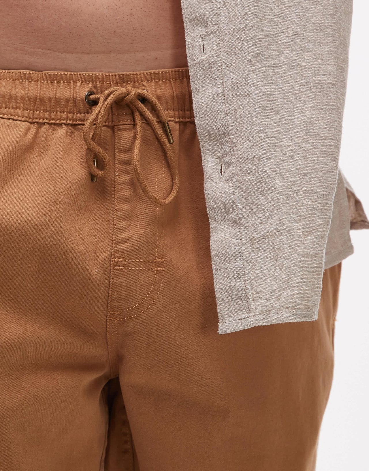 RVCA escape elastic waist short in camel - ASOS Sample Sale