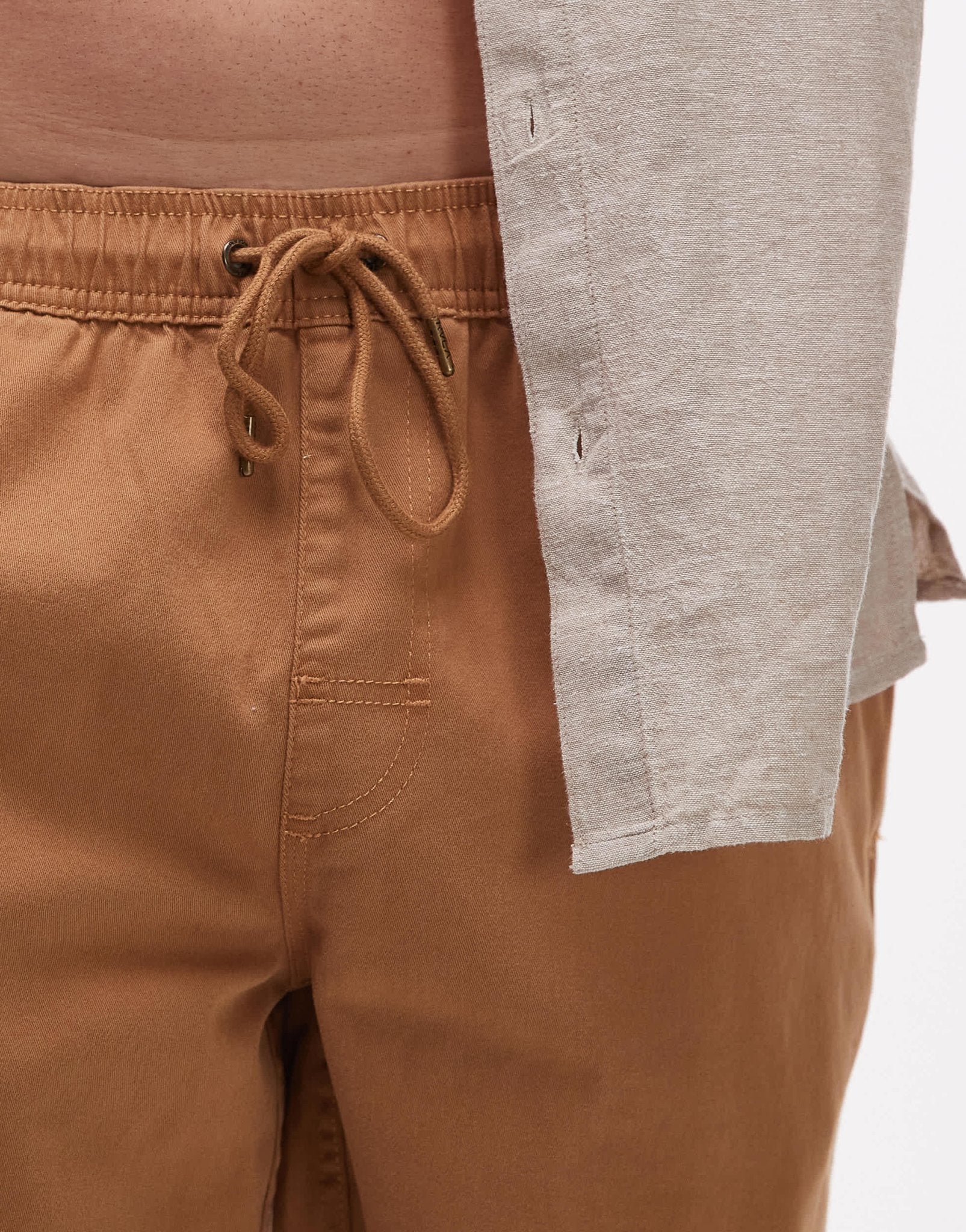 RVCA escape elastic waist short in camel - ASOS Sample Sale