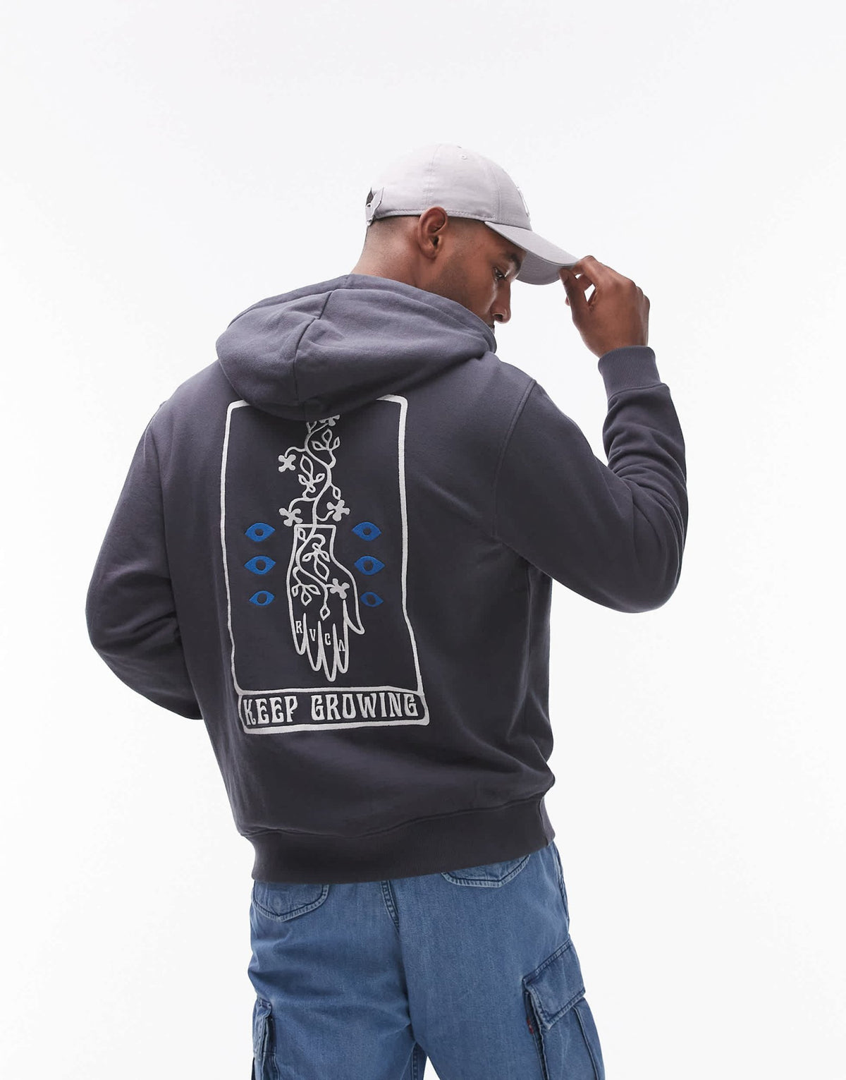 RVCA keep growing hoodie in garage blue - ASOS Sample Sale