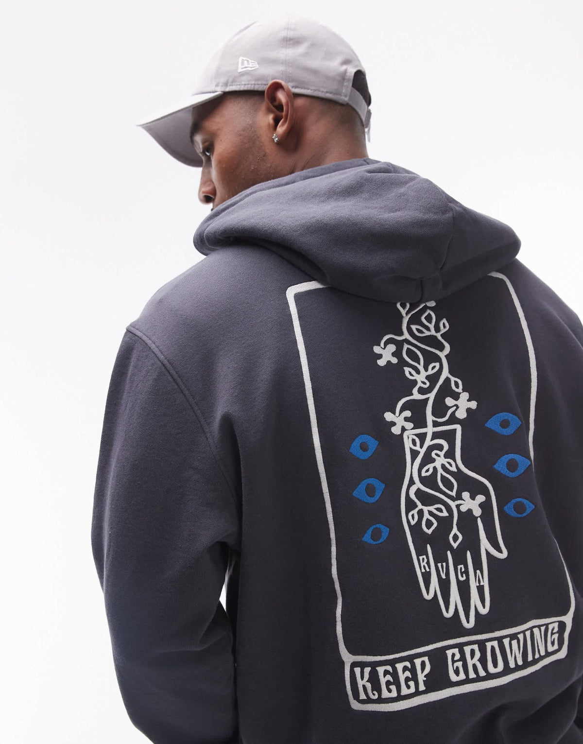RVCA keep growing hoodie in garage blue - ASOS Sample Sale