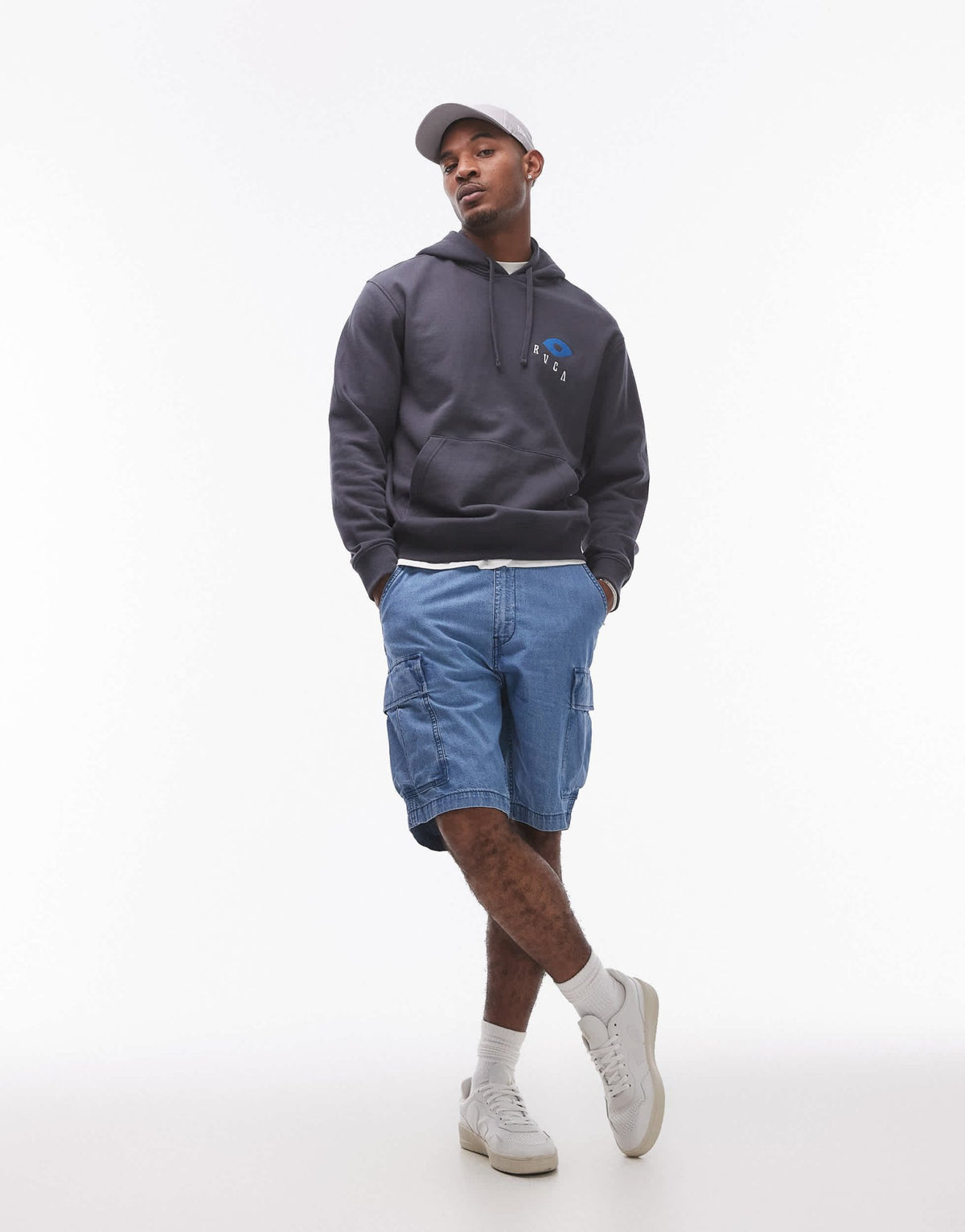RVCA keep growing hoodie in garage blue - ASOS Sample Sale