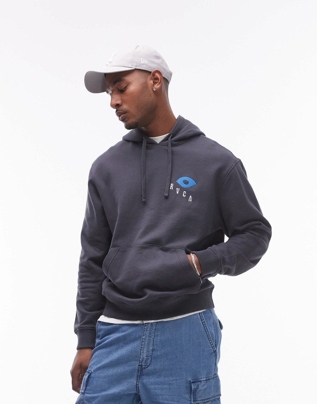 RVCA keep growing hoodie in garage blue - ASOS Sample Sale