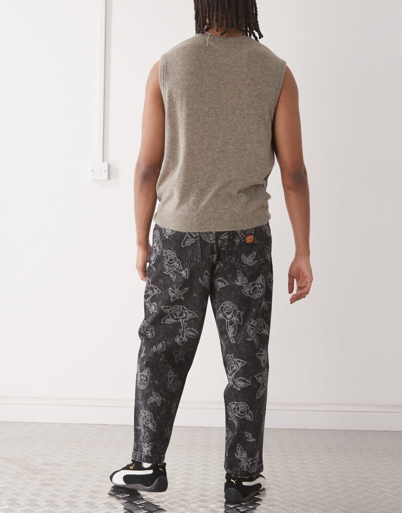 Santa Cruz Big rose printed denim jeans in washed black - ASOS Sample Sale