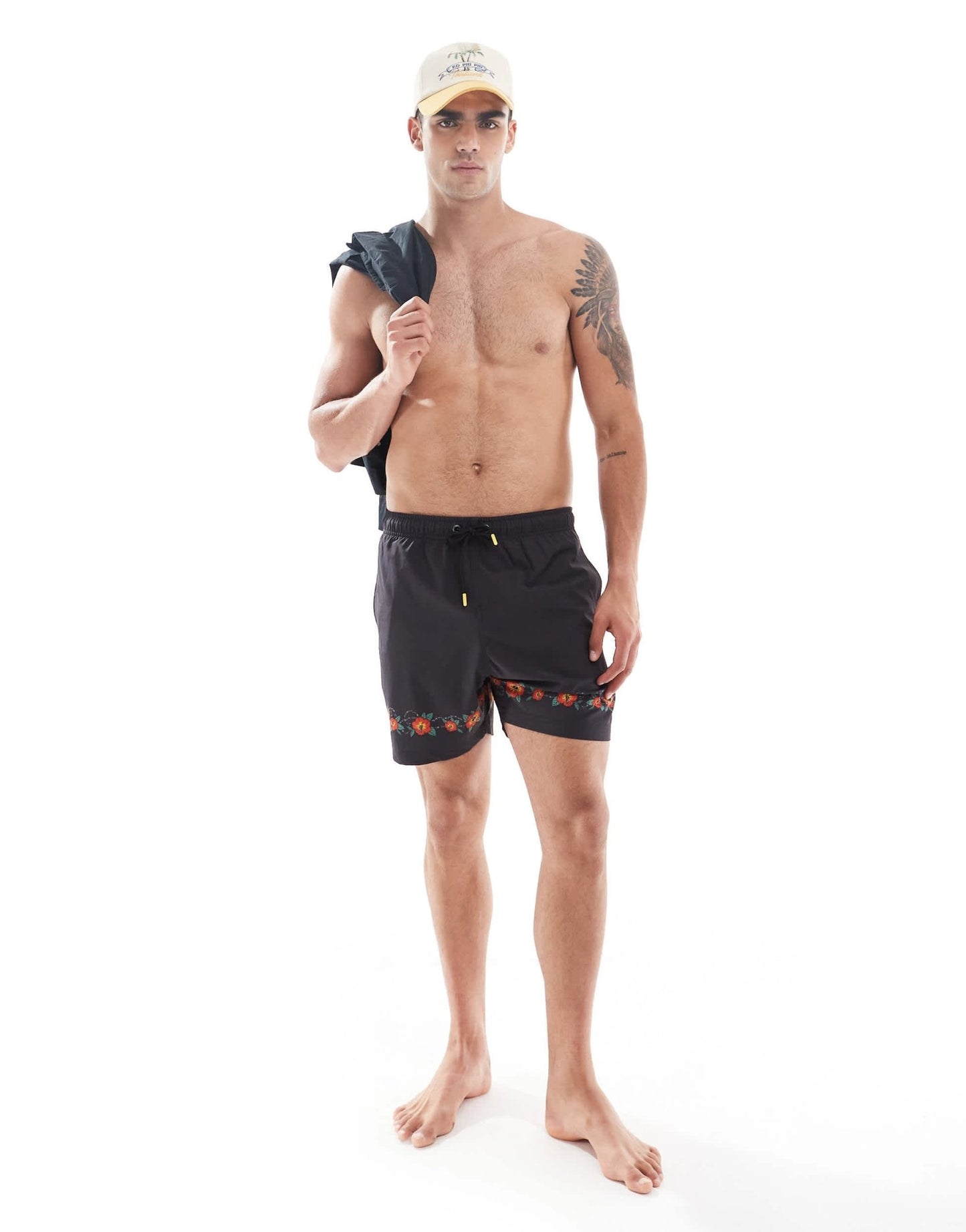 Santa Cruz Cabana hibiscus printed swimshorts in black - ASOS Sample Sale