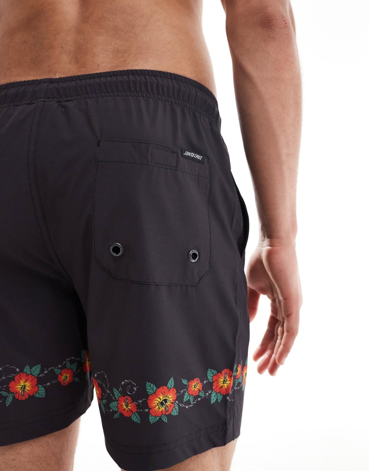 Santa Cruz Cabana hibiscus printed swimshorts in black - ASOS Sample Sale