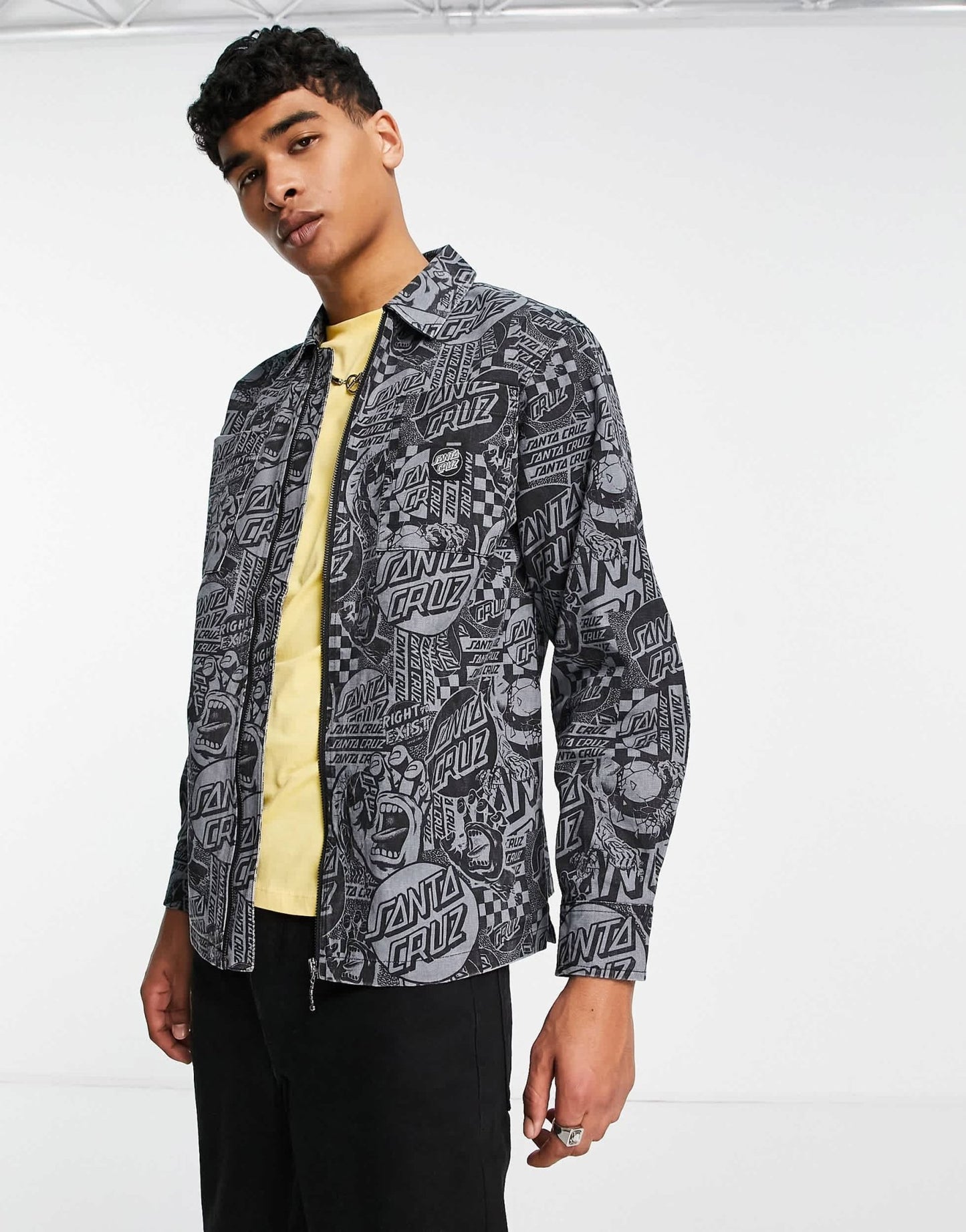 Santa Cruz el jeffe print zip shirt in black - ASOS Sample Sale