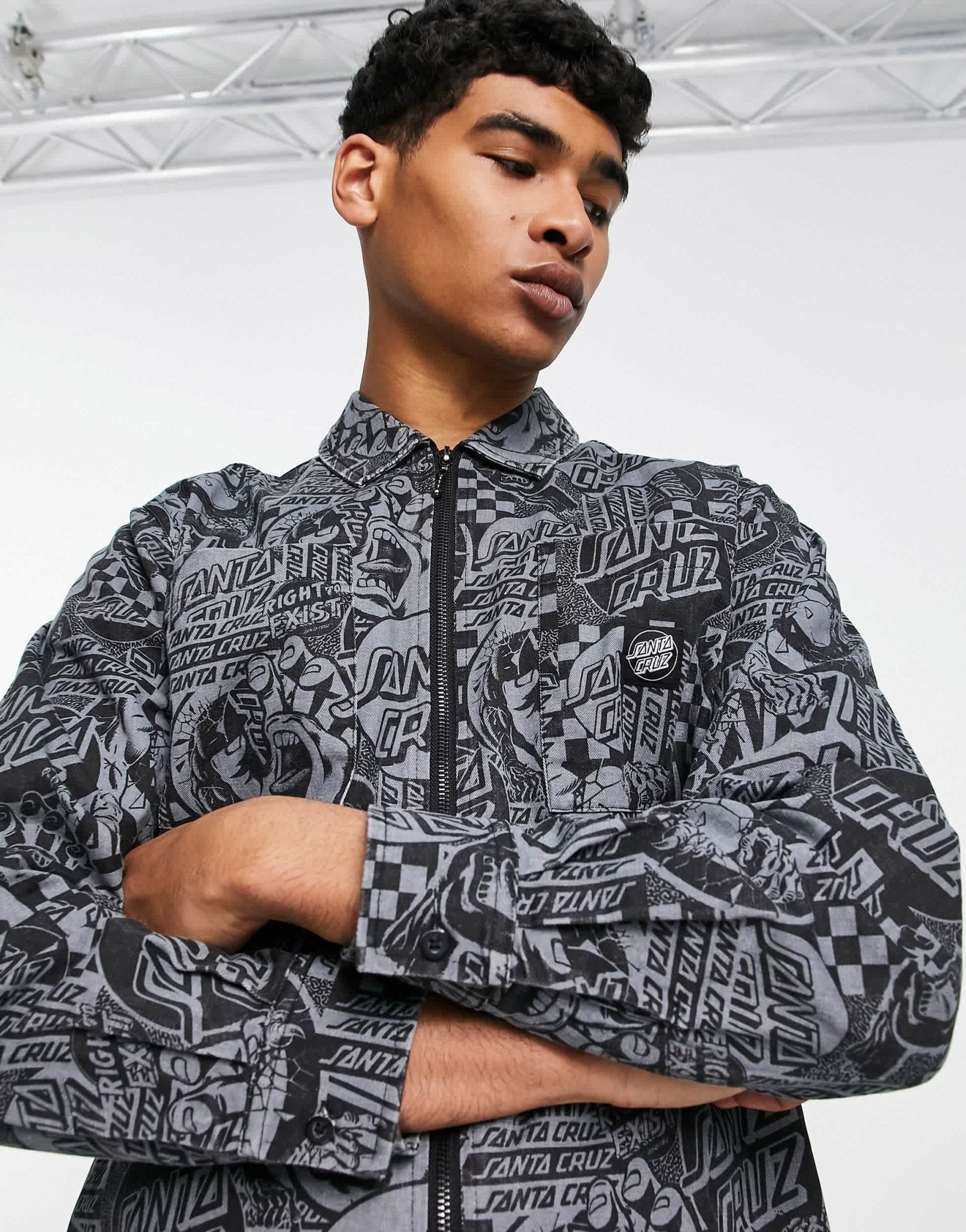 Santa Cruz el jeffe print zip shirt in black - ASOS Sample Sale