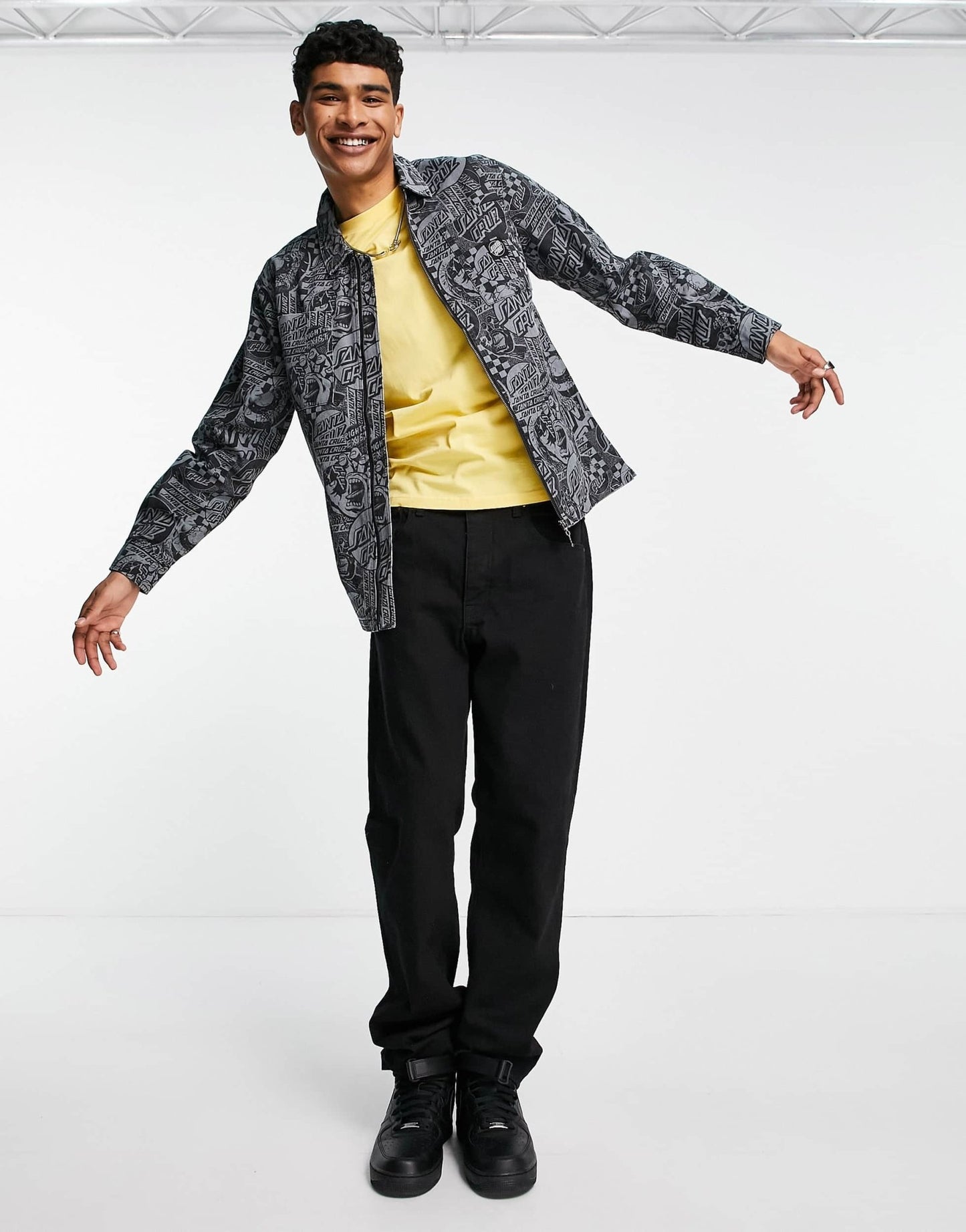 Santa Cruz el jeffe print zip shirt in black - ASOS Sample Sale