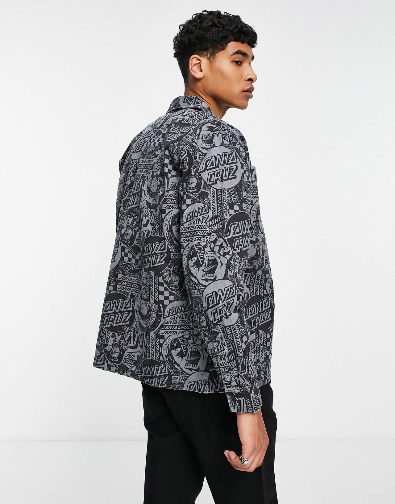 Santa Cruz el jeffe print zip shirt in black - ASOS Sample Sale