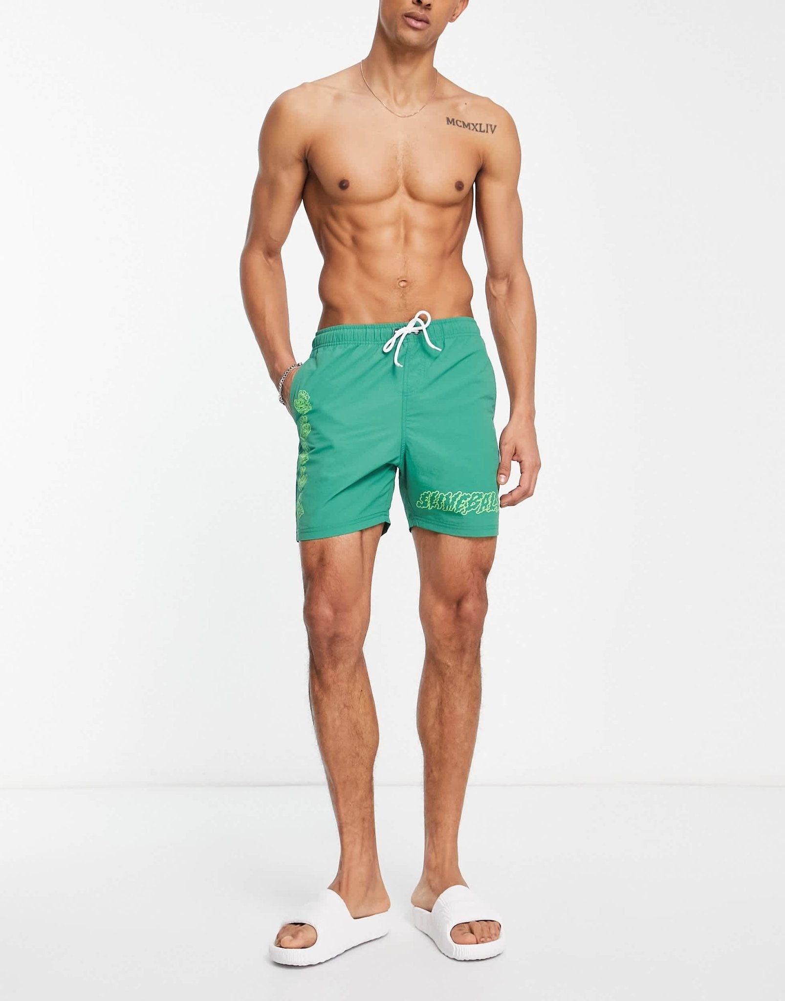 Santa Cruz mono splat swimshort in green with placement prints - ASOS Sample Sale