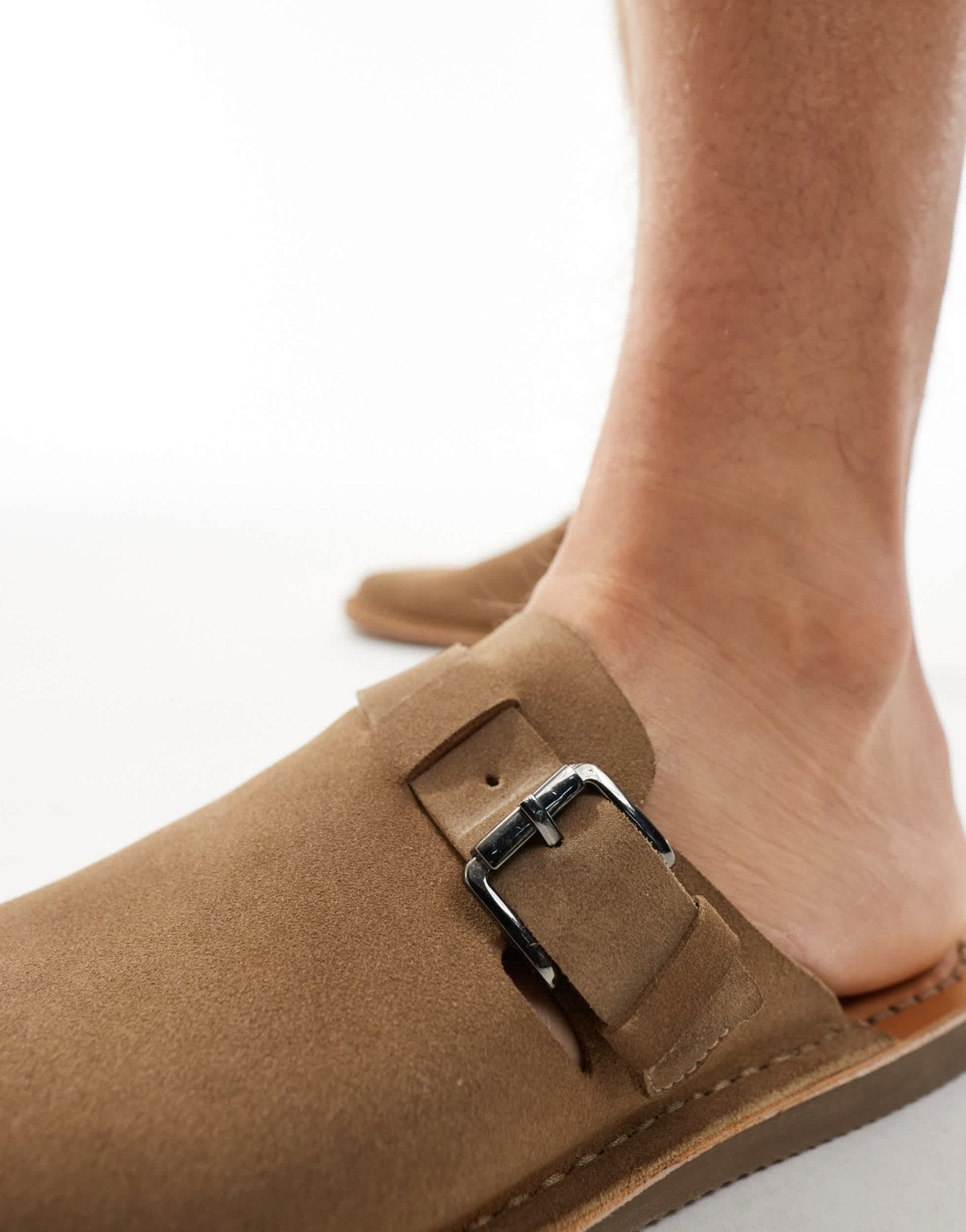 schuh Sean slip on clogs in taupe suede - ASOS Sample Sale