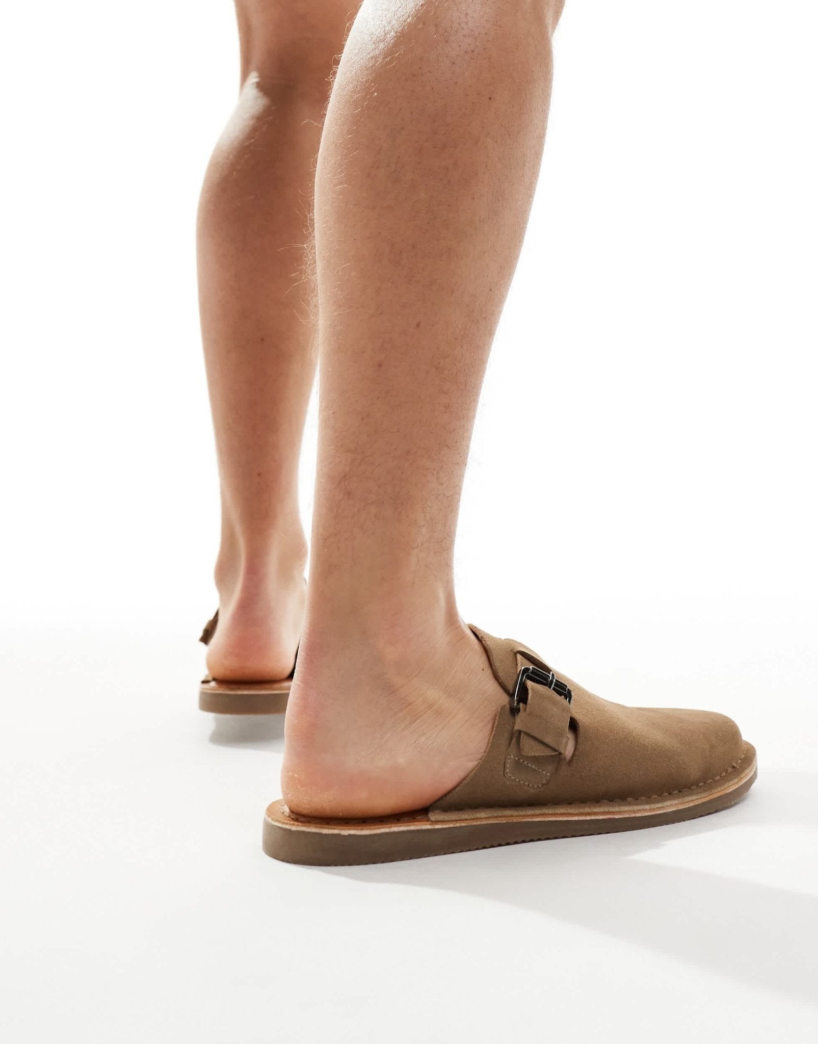 schuh Sean slip on clogs in taupe suede - ASOS Sample Sale