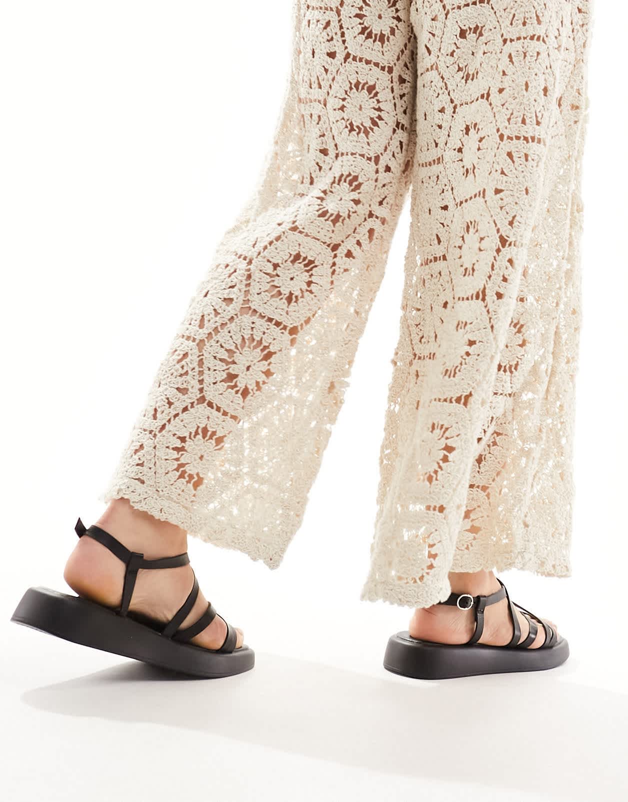 schuh Wide Fit Tristan strappy sandals in black - ASOS Sample Sale