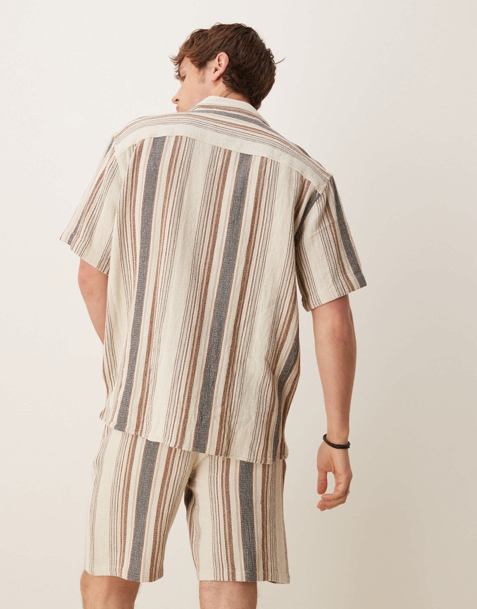 Selected 100% cotton co-ord textured stripe shirt in multi - ASOS Sample Sale