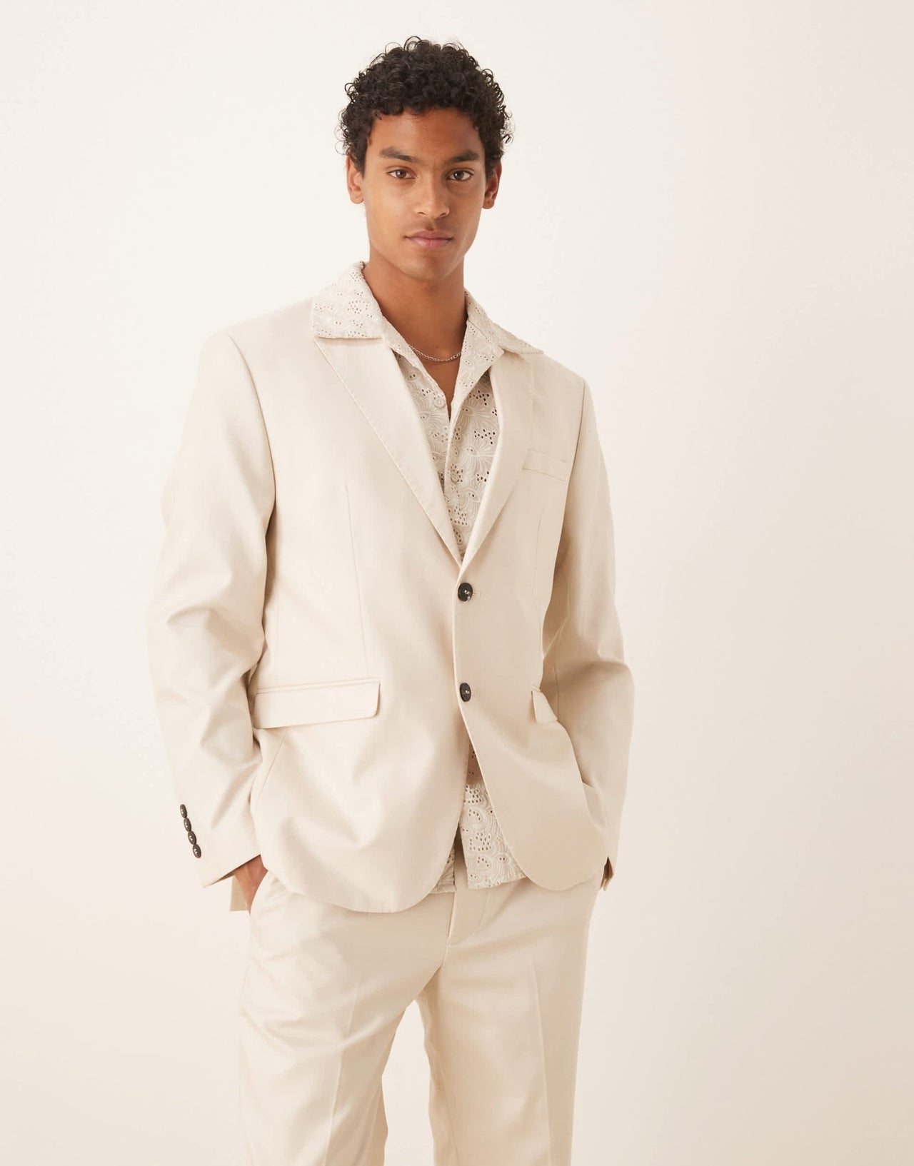 Selected Ascot regular fit blazer in cream - ASOS Sample Sale