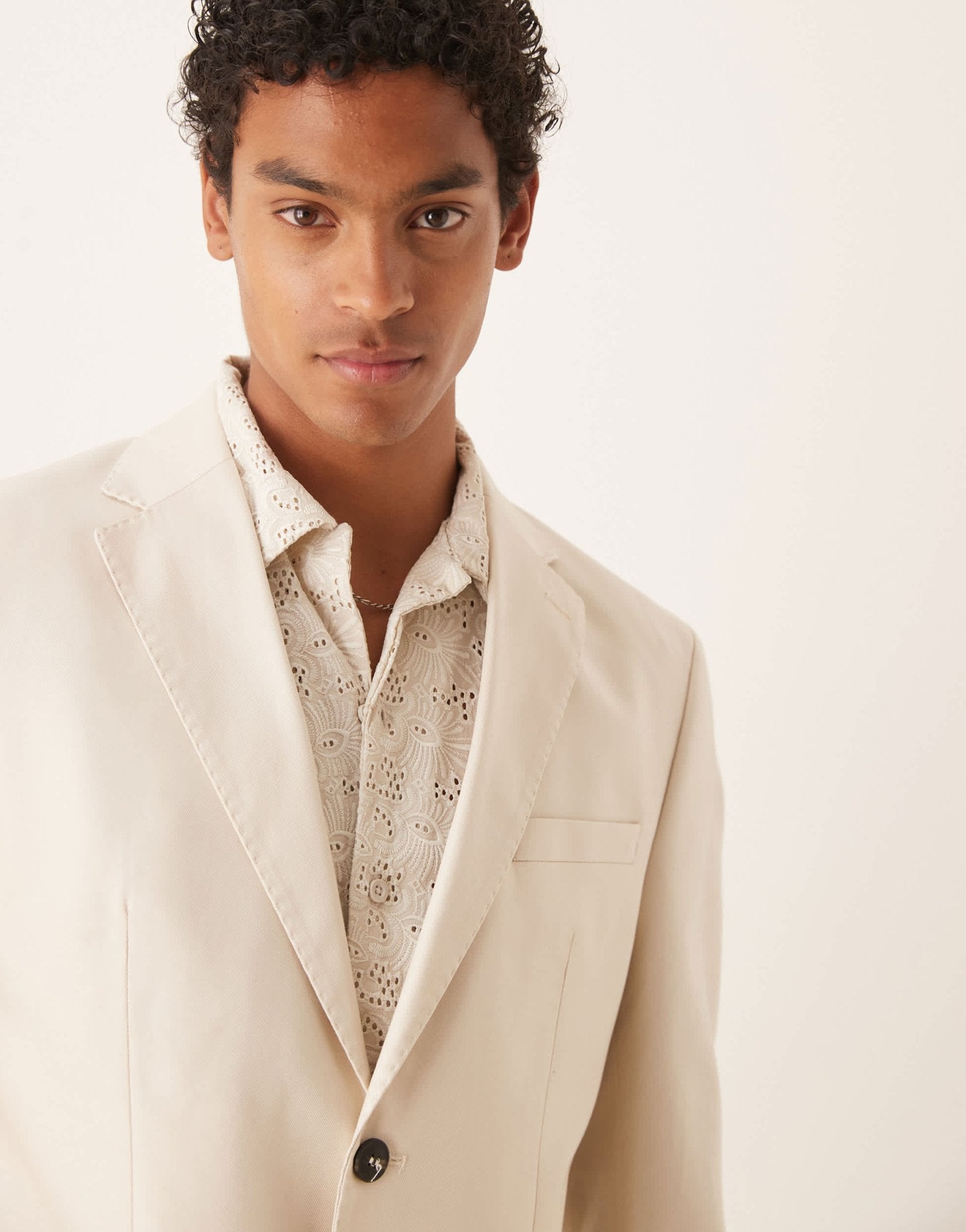 Selected Ascot regular fit blazer in cream - ASOS Sample Sale