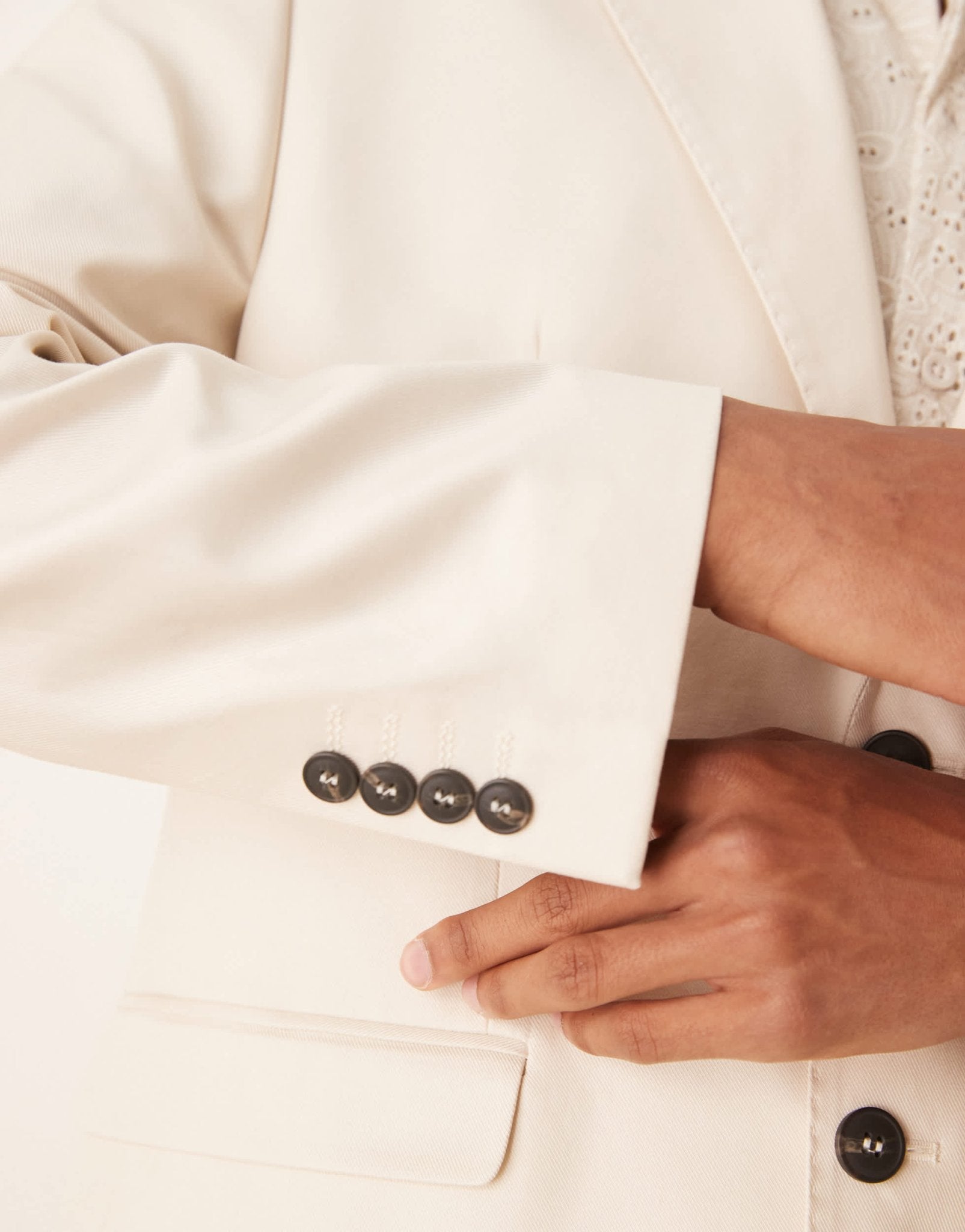 Selected Ascot regular fit blazer in cream - ASOS Sample Sale