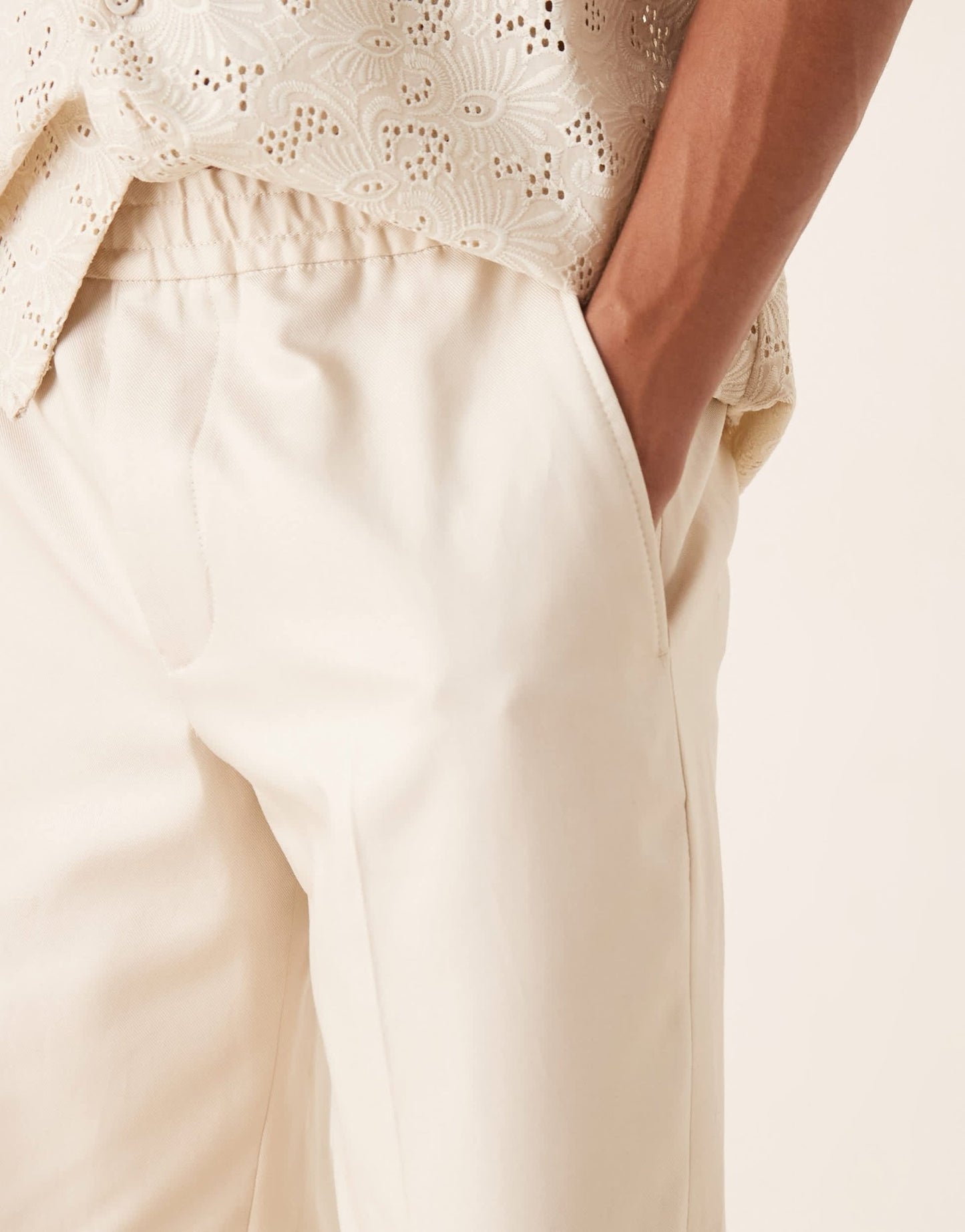 Selected Ascot regular fit trouser in cream - ASOS Sample Sale