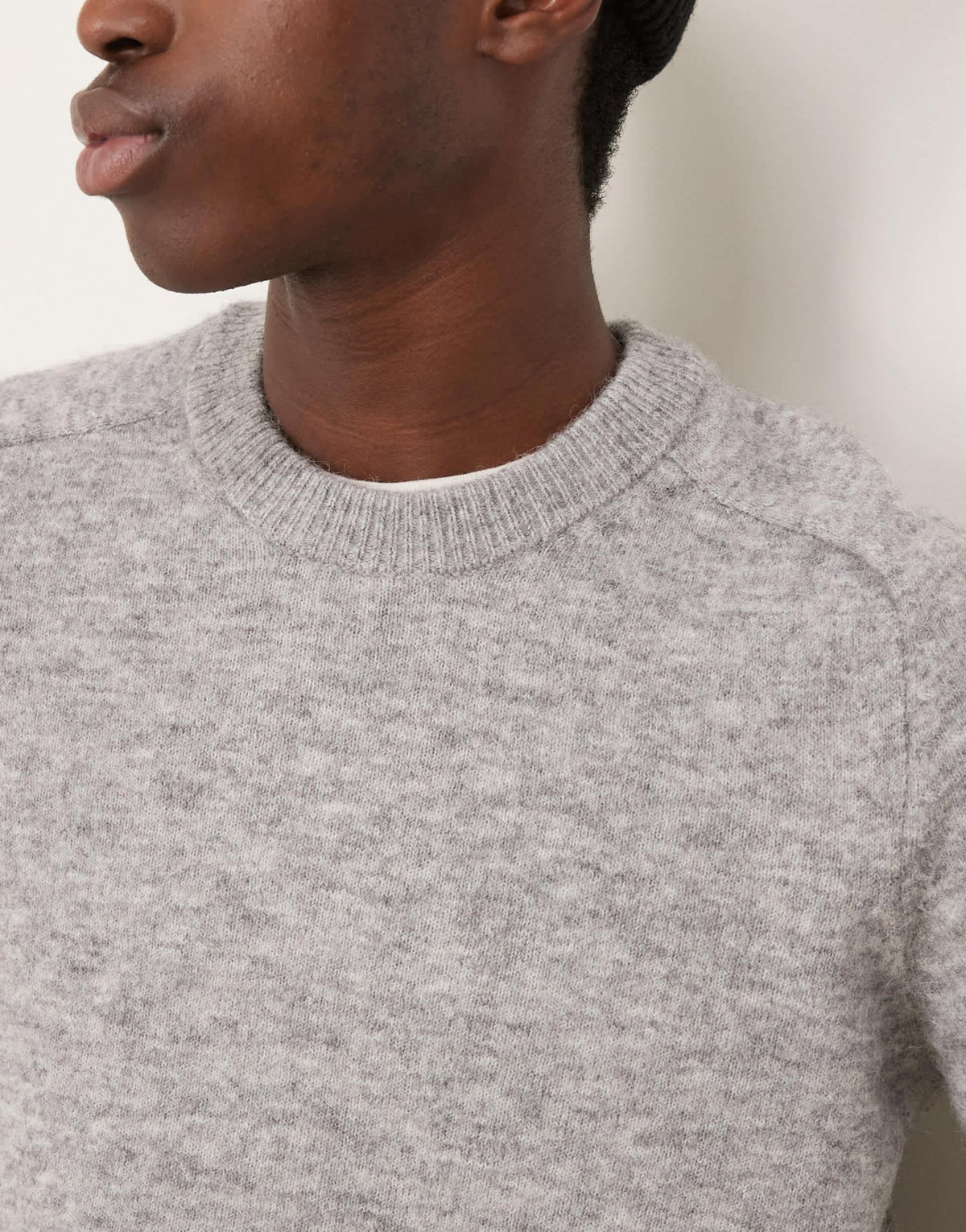 Selected crew neck fluffy alpaca knitted jumper in grey - ASOS Sample Sale