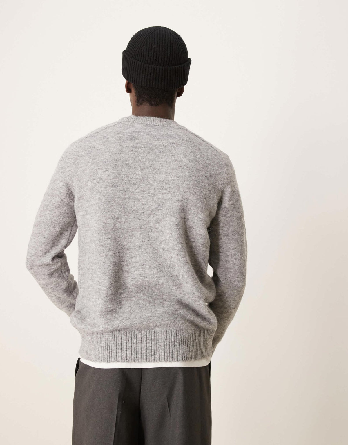 Selected crew neck fluffy alpaca knitted jumper in grey - ASOS Sample Sale