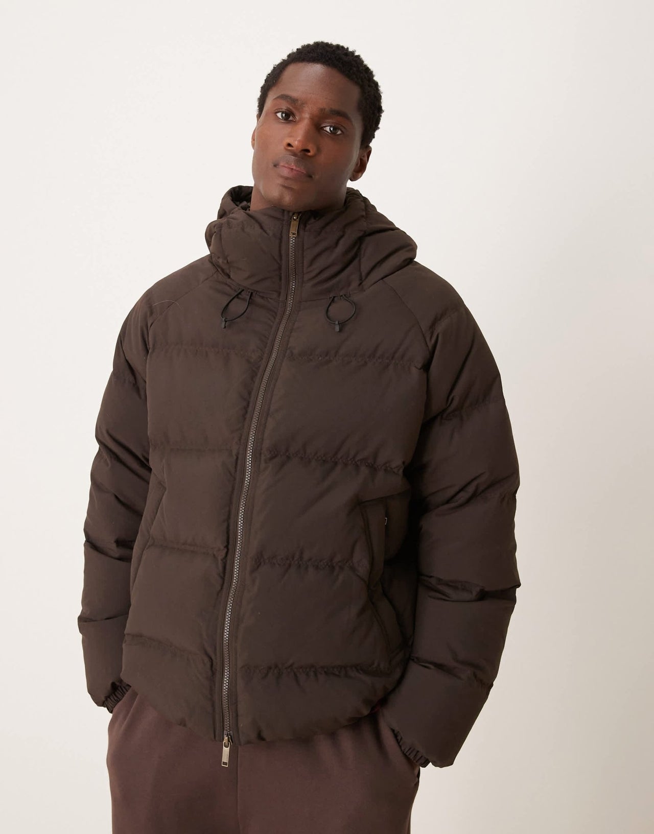 Selected Down puffer jacket in brown - ASOS Sample Sale