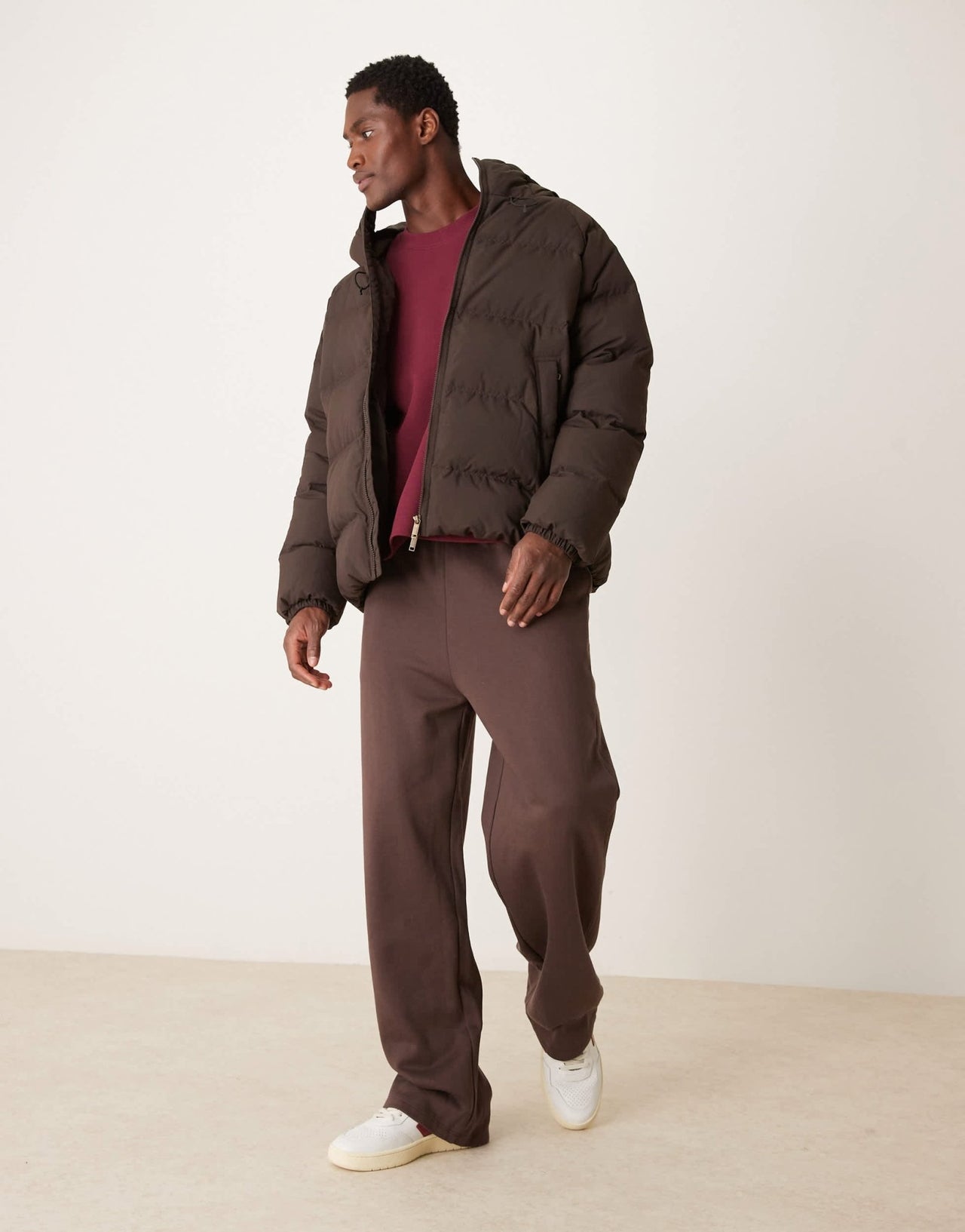Selected Down puffer jacket in brown - ASOS Sample Sale