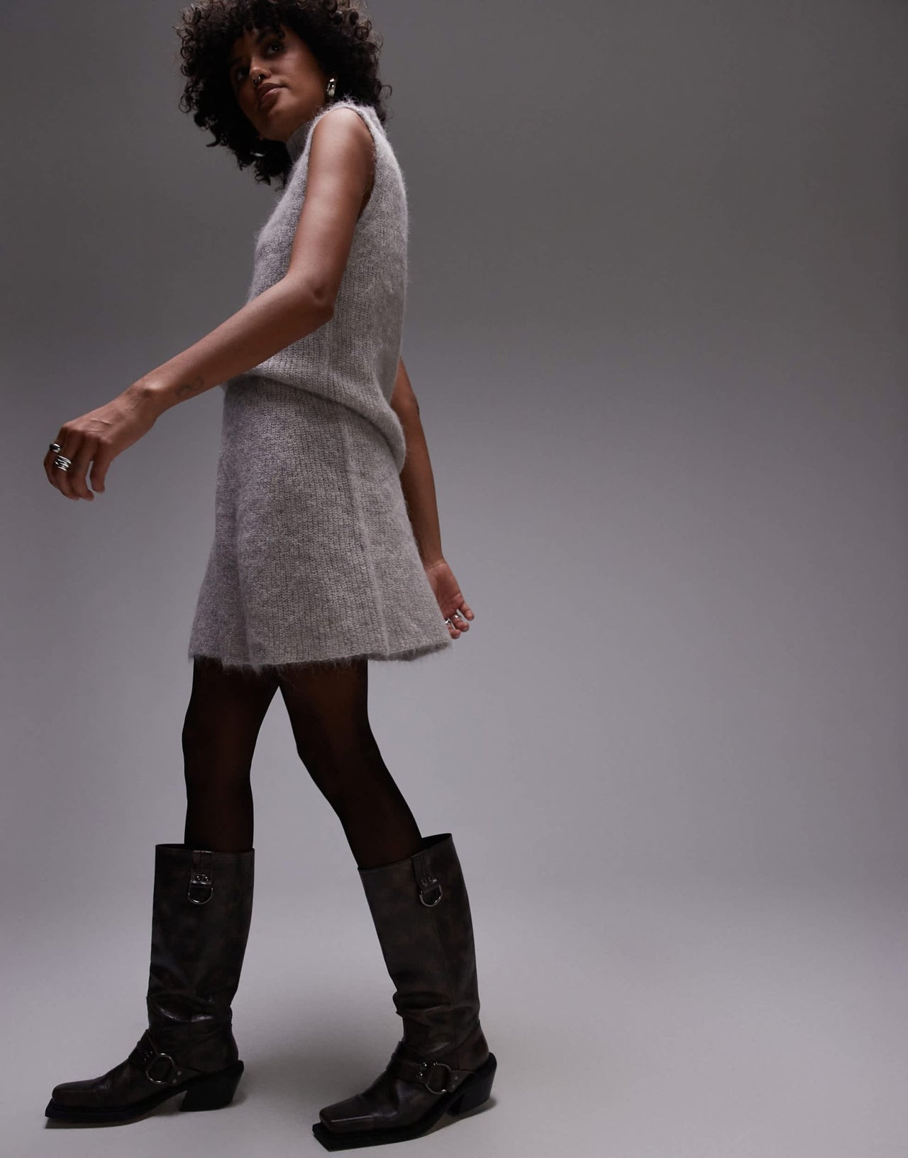 Selected Femme knitted skirt in grey - ASOS Sample Sale
