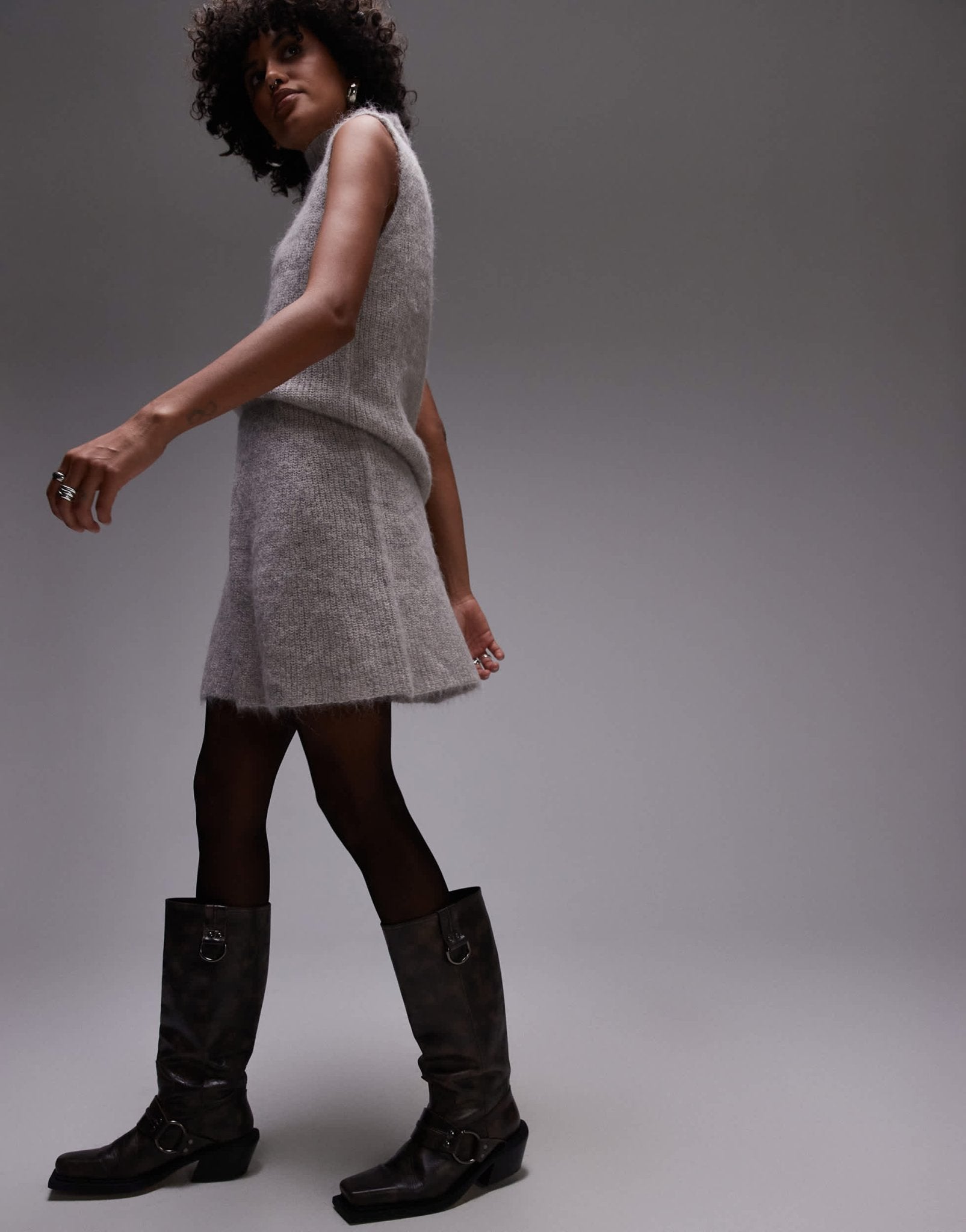 Selected Femme knitted skirt in grey - ASOS Sample Sale