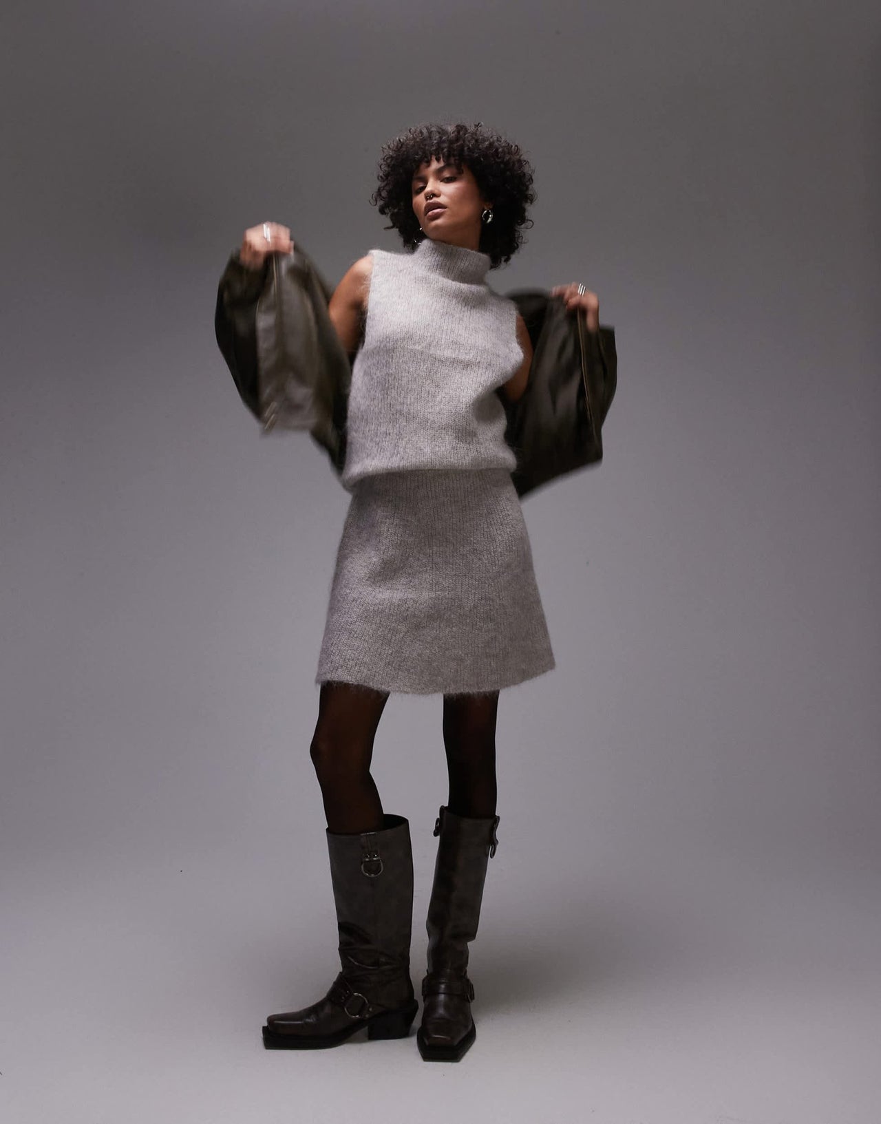Selected Femme knitted skirt in grey - ASOS Sample Sale