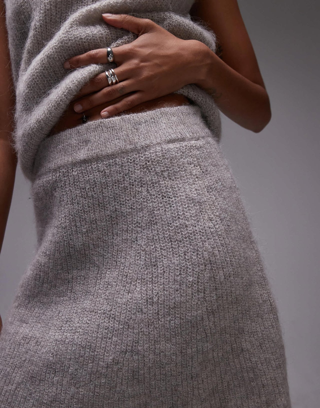 Selected Femme knitted skirt in grey - ASOS Sample Sale