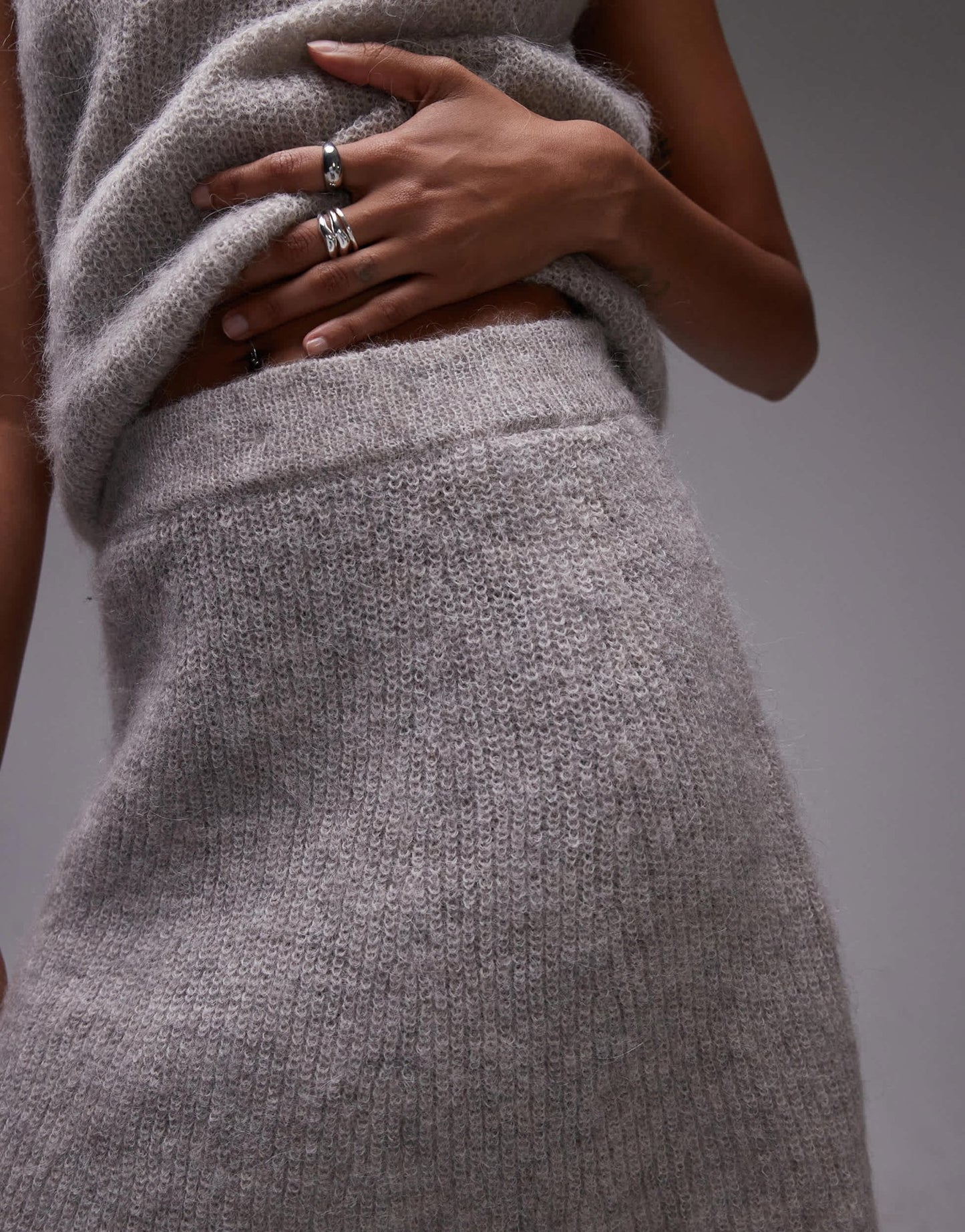 Selected Femme knitted skirt in grey - ASOS Sample Sale