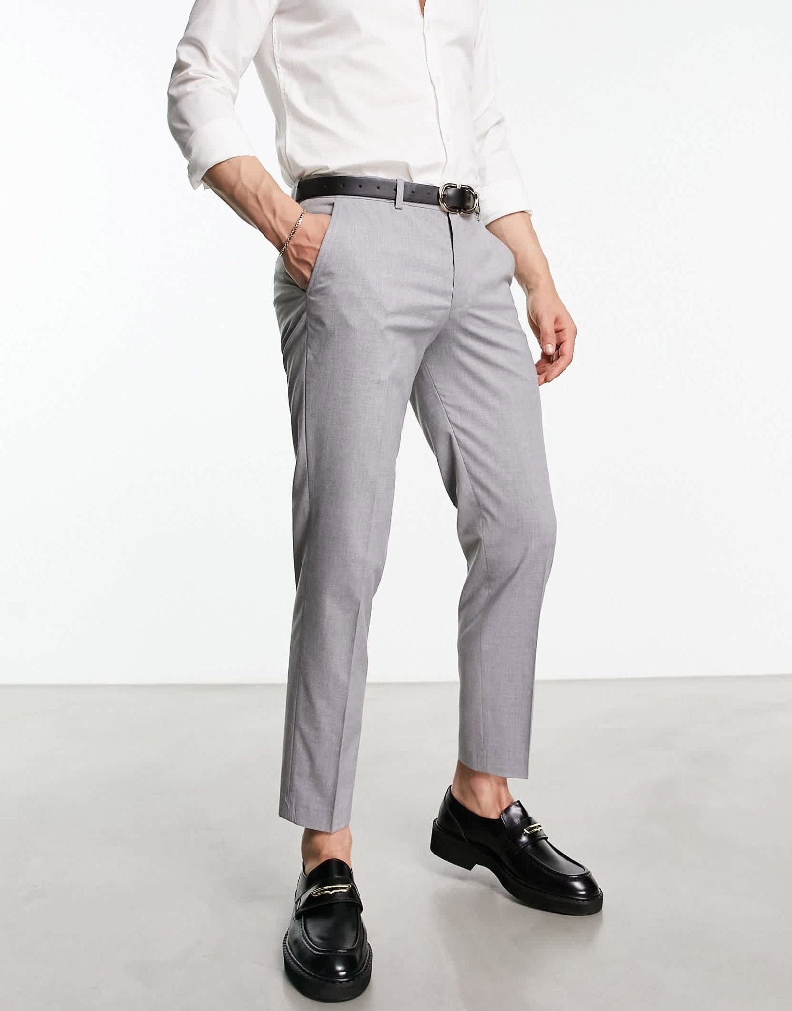 Selected Homme slim fit smart trousers in grey - ASOS Sample Sale