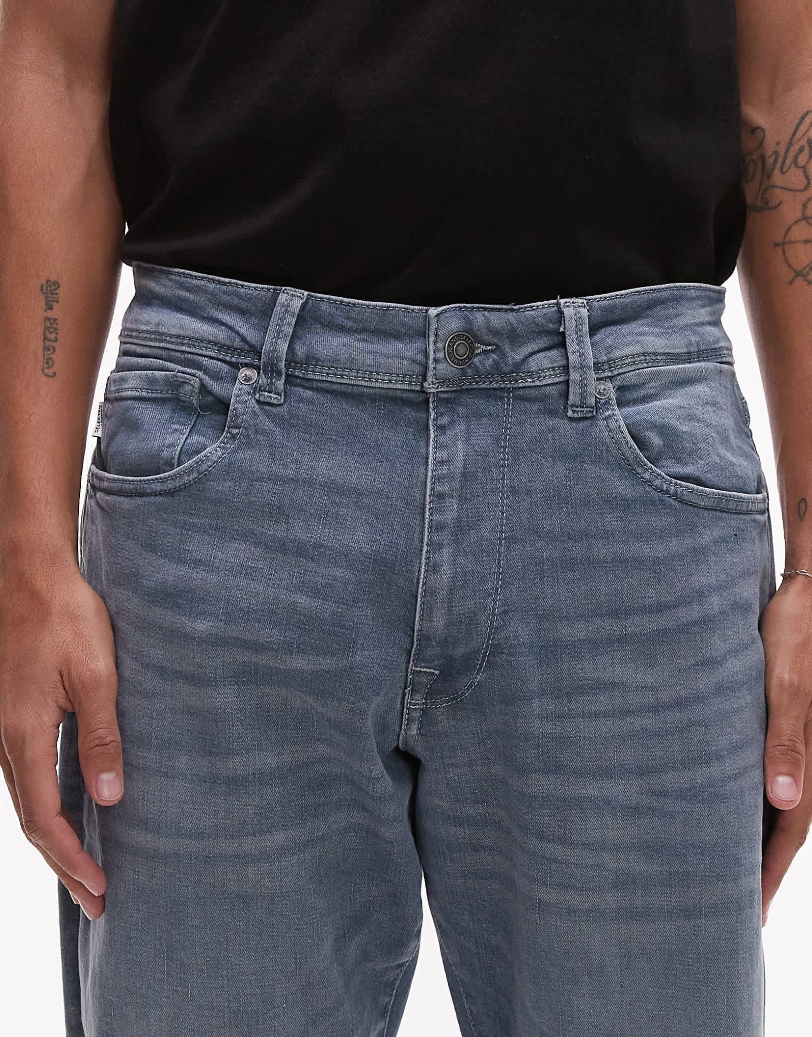 Selected Leon slim fit jeans in mid blue - ASOS Sample Sale