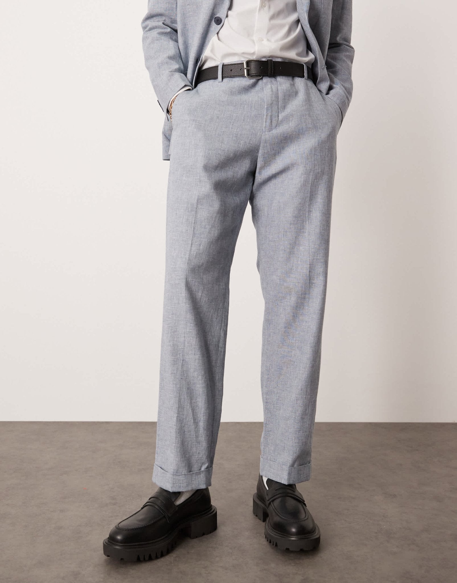 Selected linen mix suit trouser in blue - ASOS Sample Sale